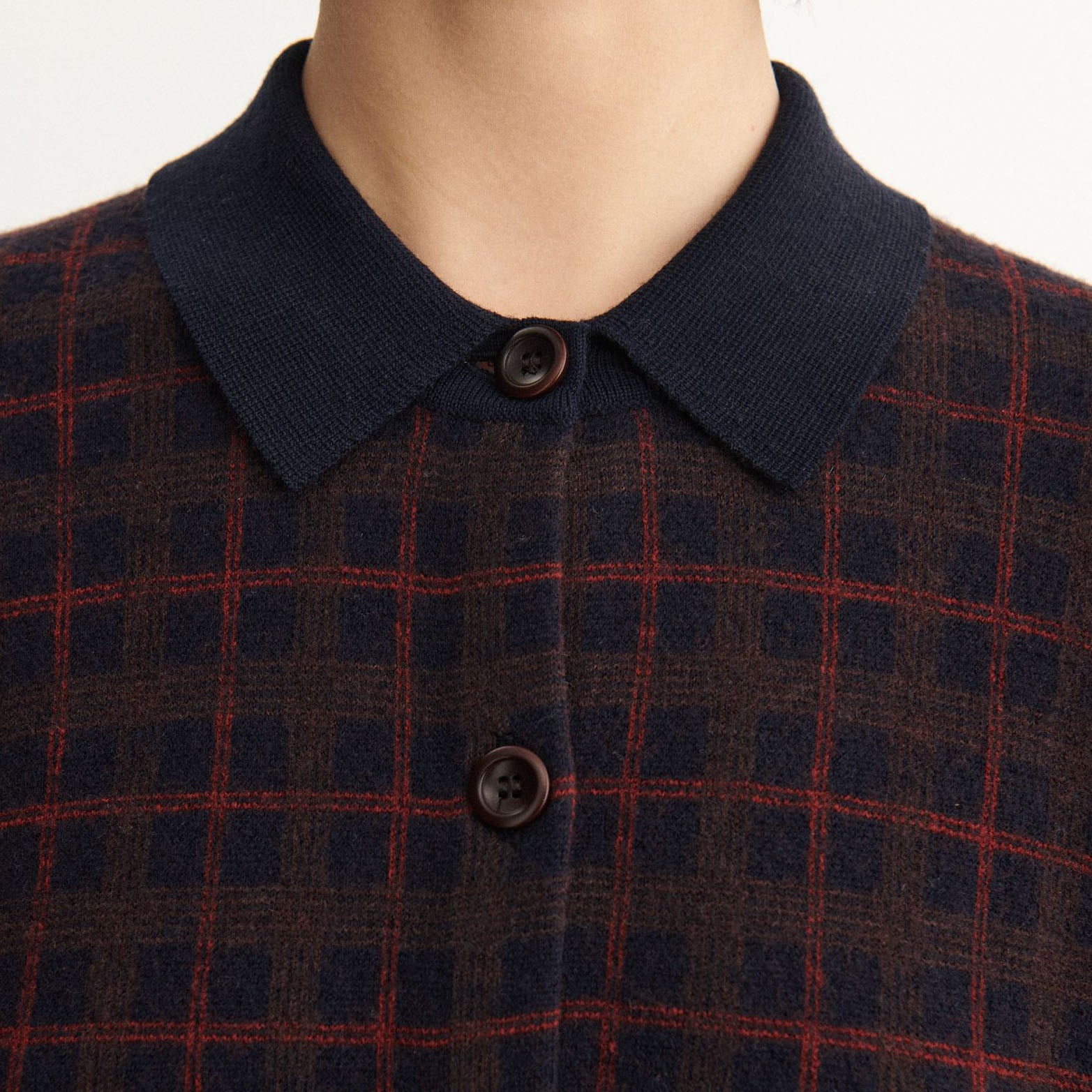 Women Brown Check Wool Jacket