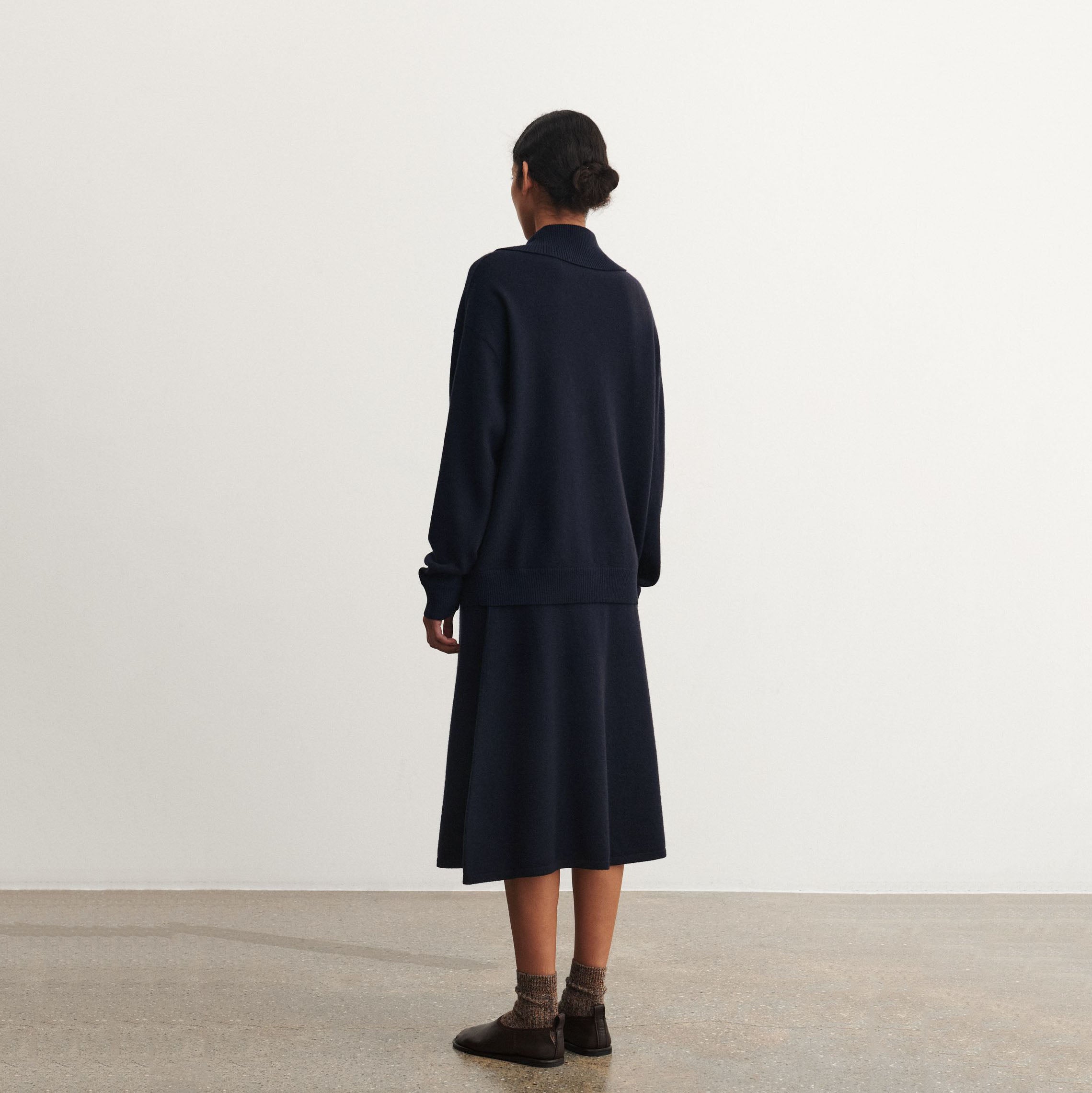 Women Navy Wool Skirt
