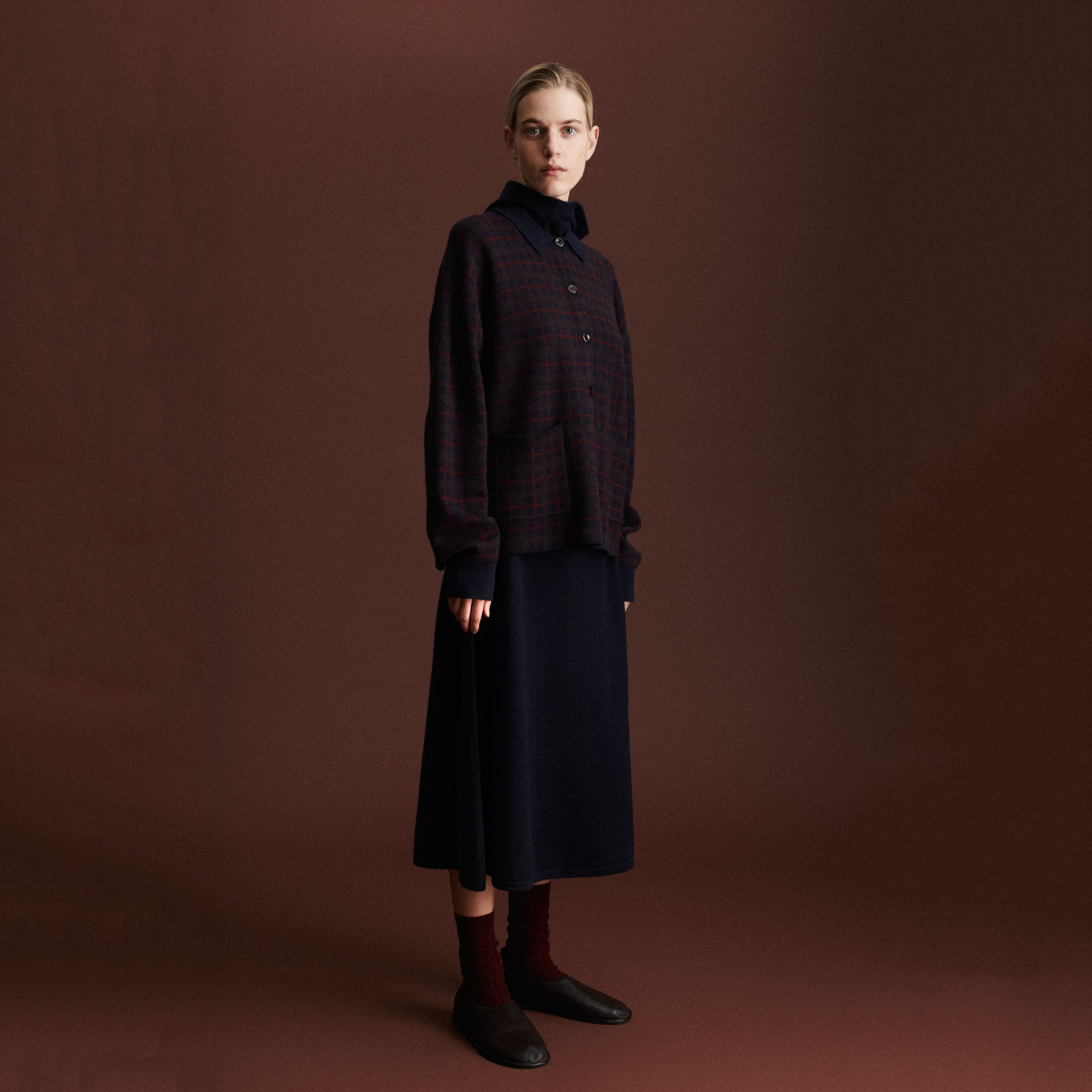 Women Navy Wool Skirt