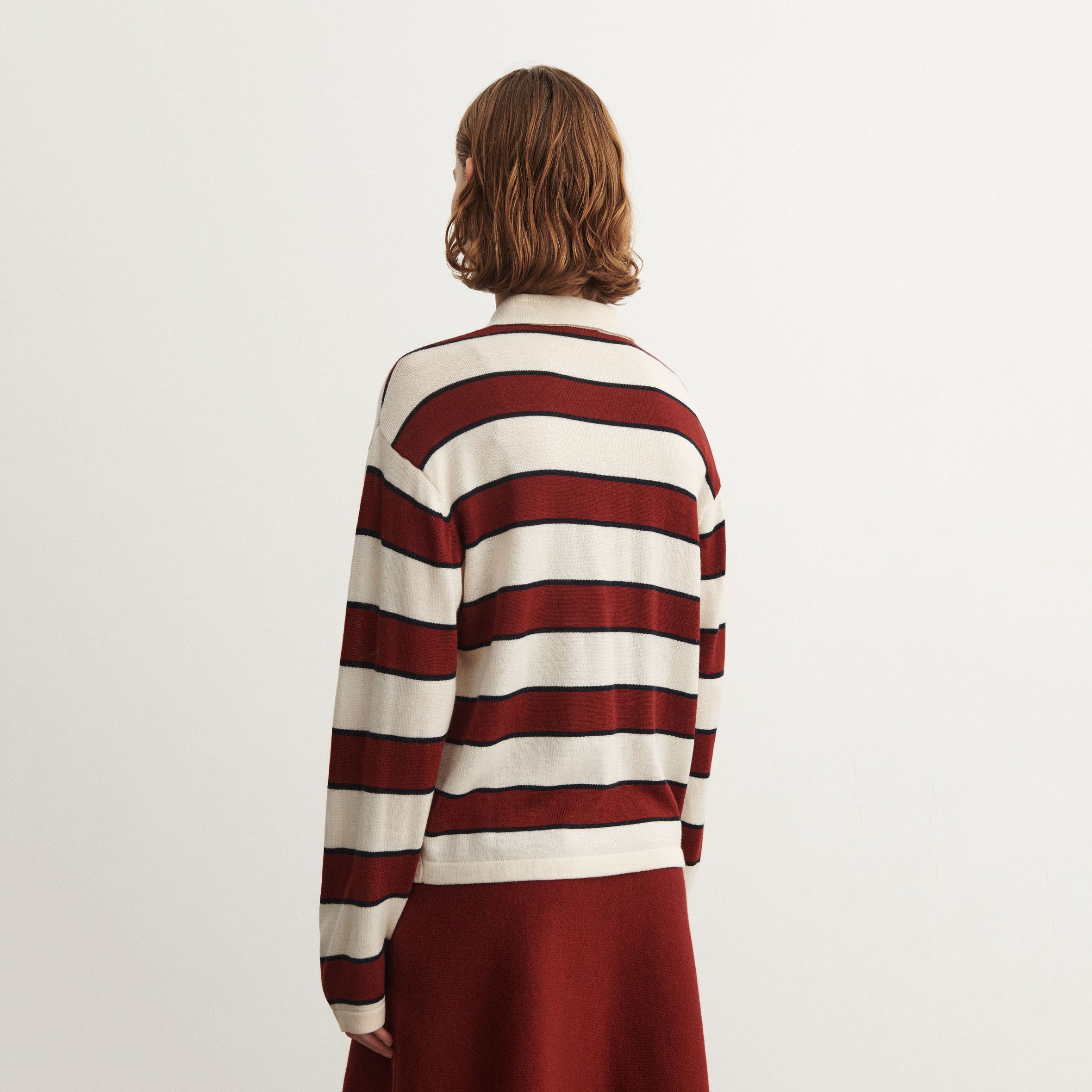 Women Cranberry Stripes Wool Polo Shirt