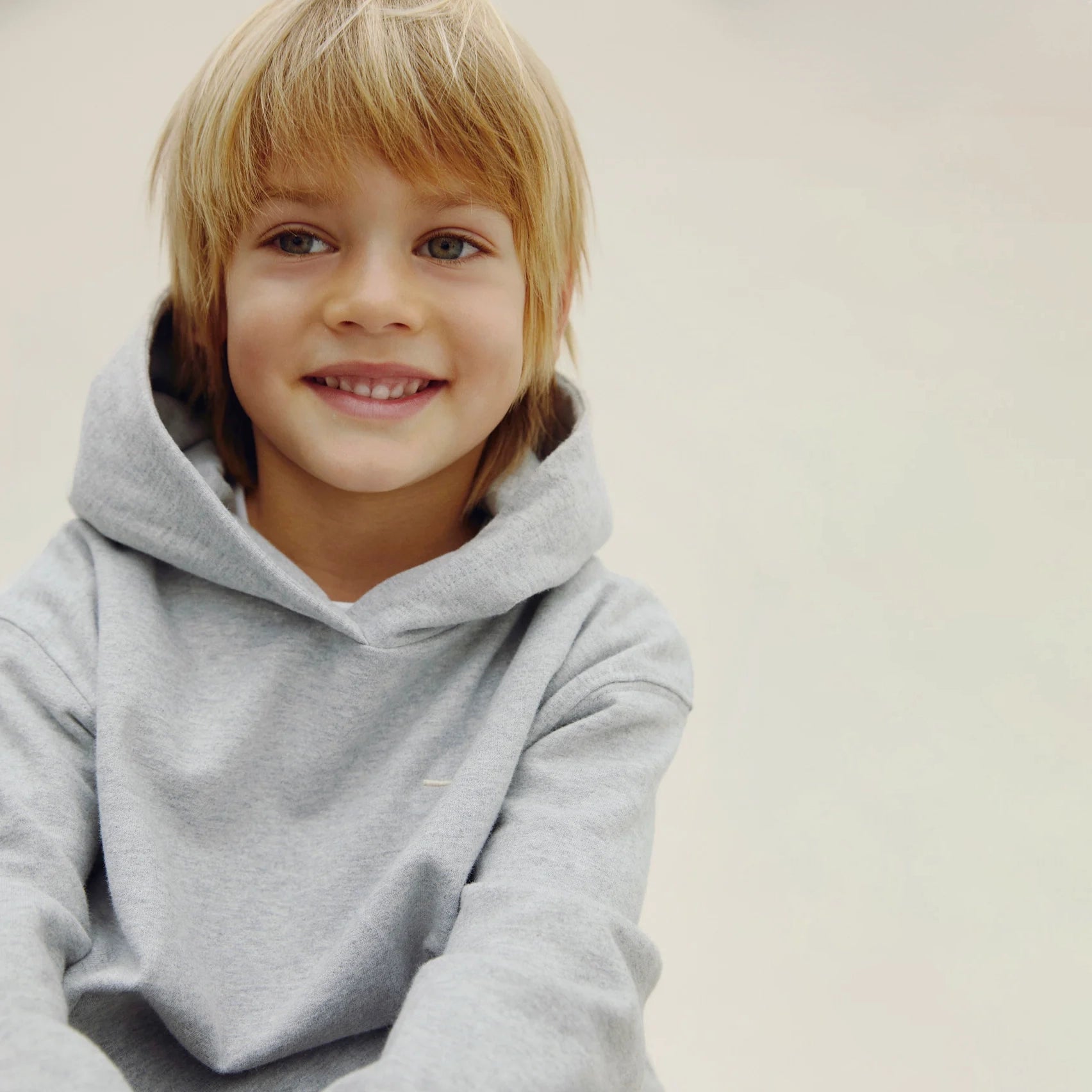 Boys & Girls Grey Hooded Cotton Sweatshirt