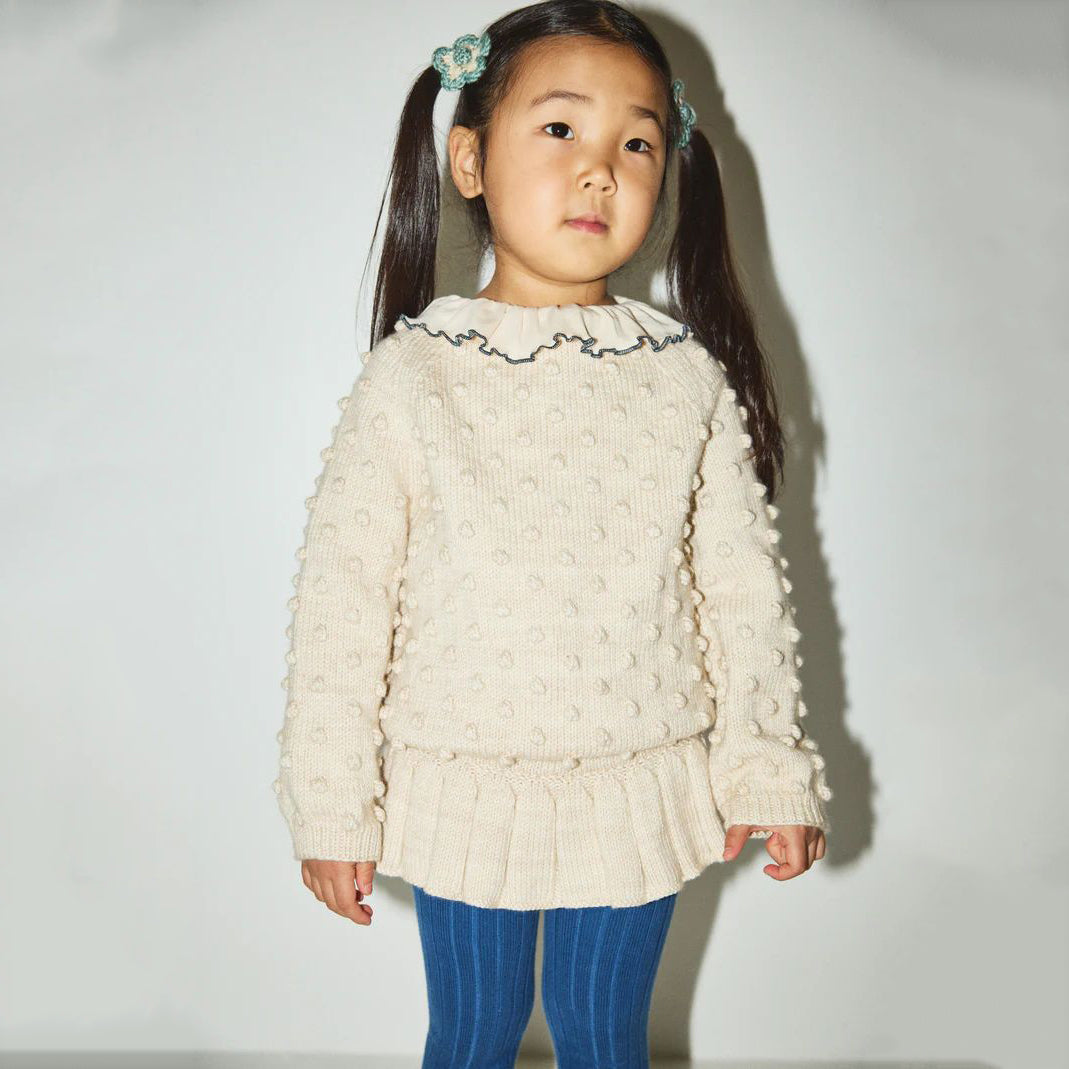 Boys & Girls White Popcorn Wool Sweater
