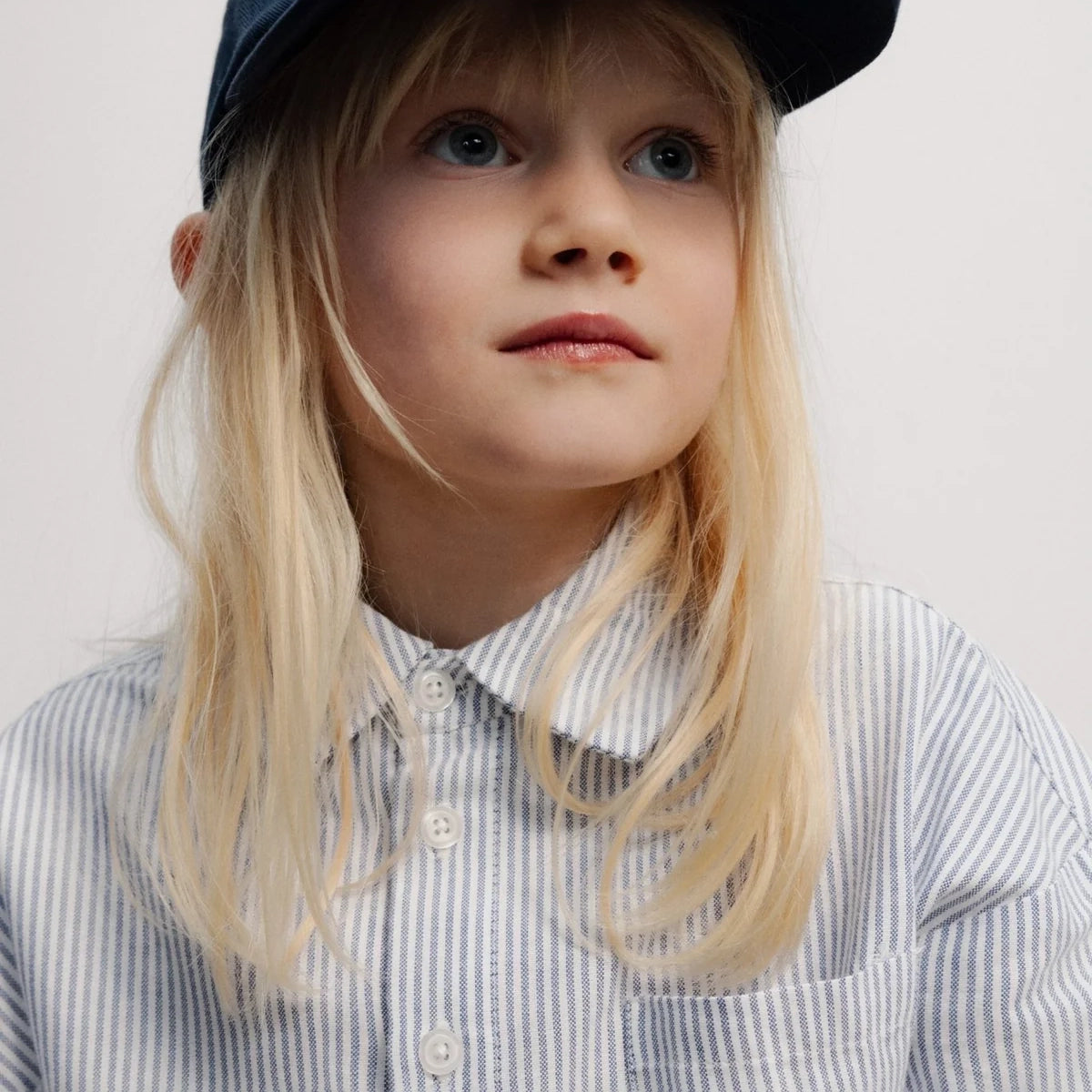 Girls Blue Striped Cotton Shirt