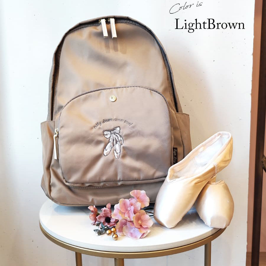 Girls Light Brown"item69/Light Brown"Ballet Backpack(宽28x高40x深11cm)