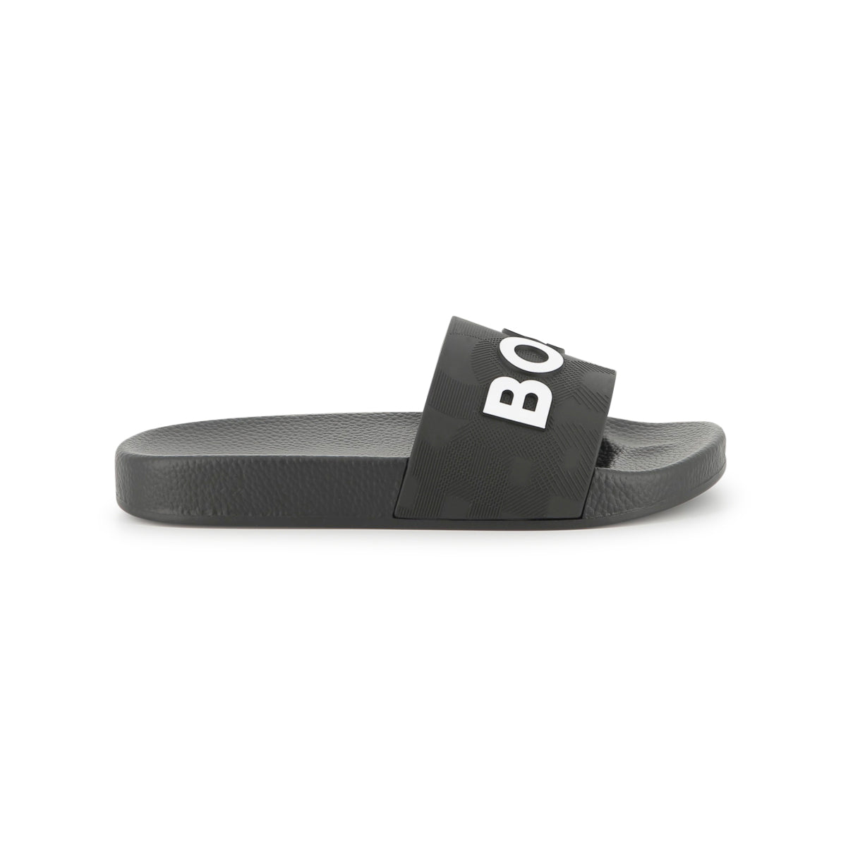 Boys Black Logo Slippers