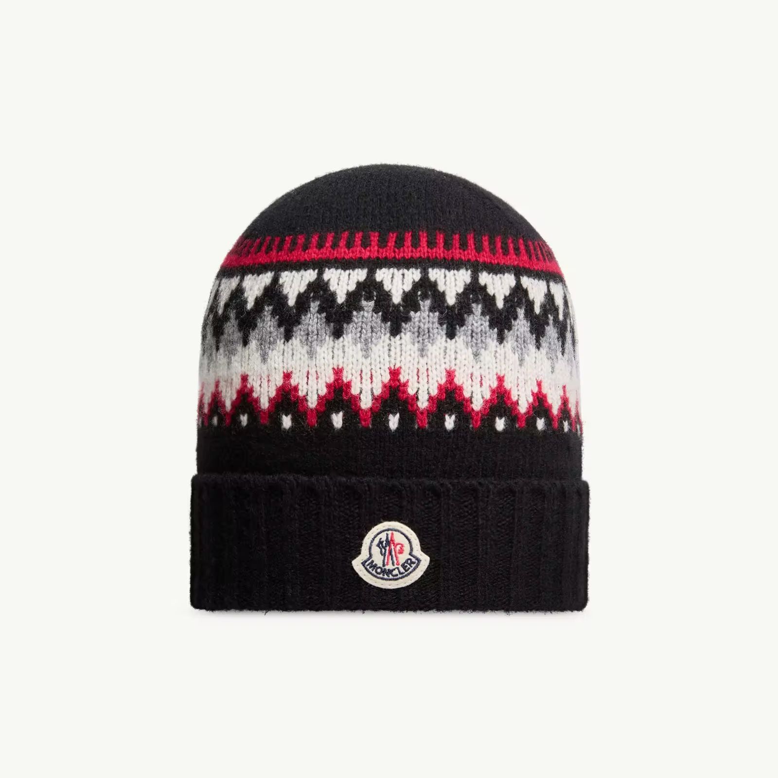 Boys Black Jacquard Wool Hat