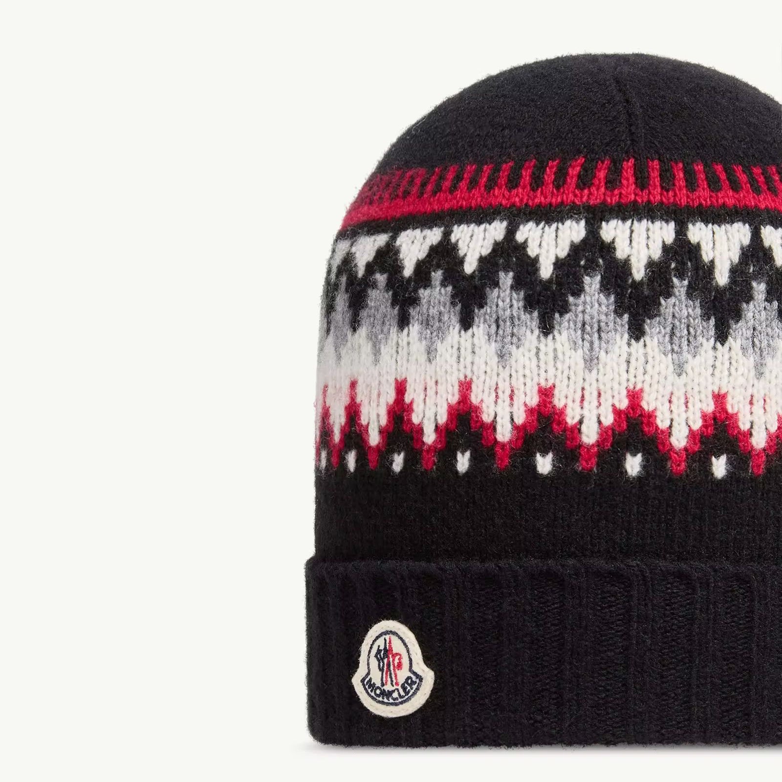 Boys Black Jacquard Wool Hat