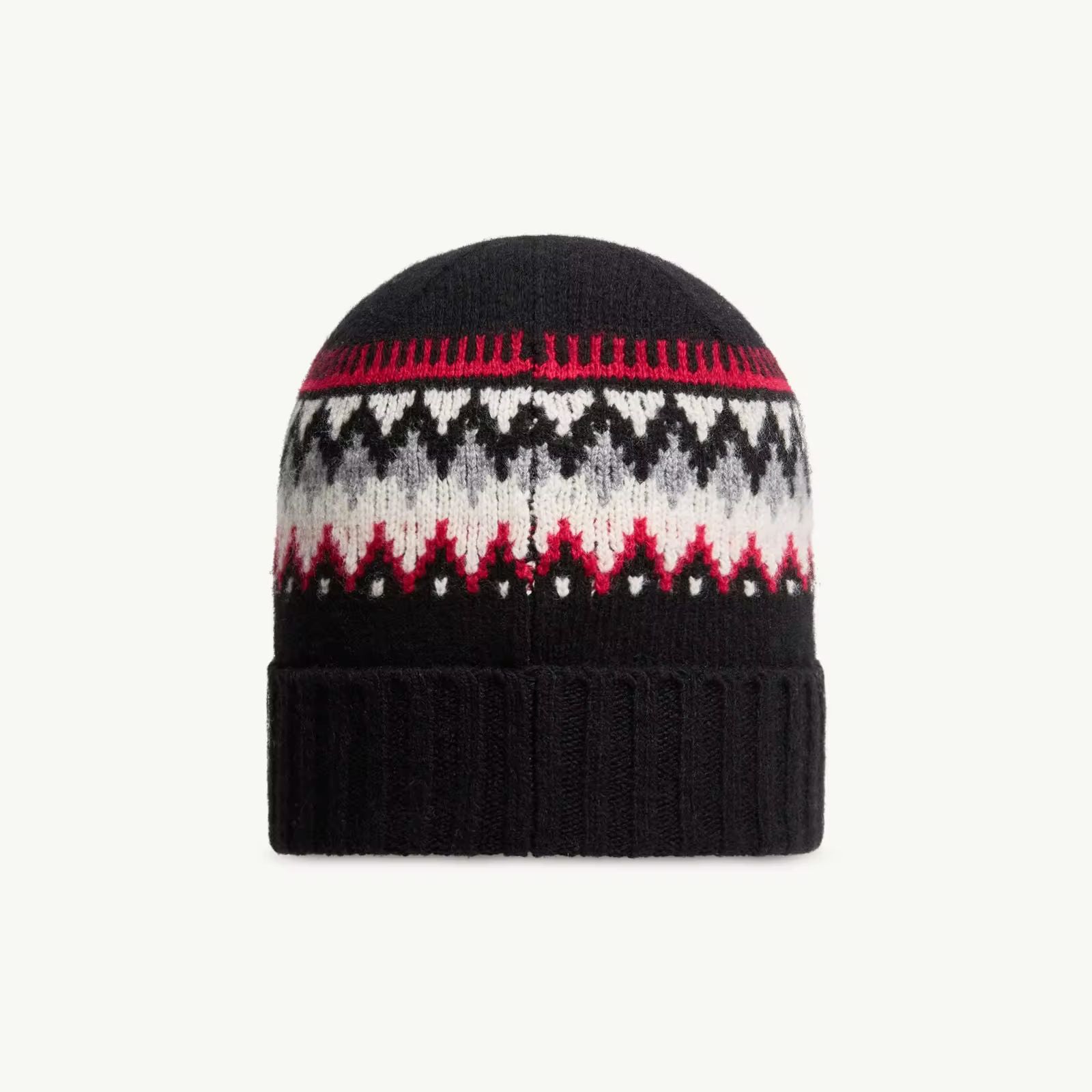 Boys Black Jacquard Wool Hat