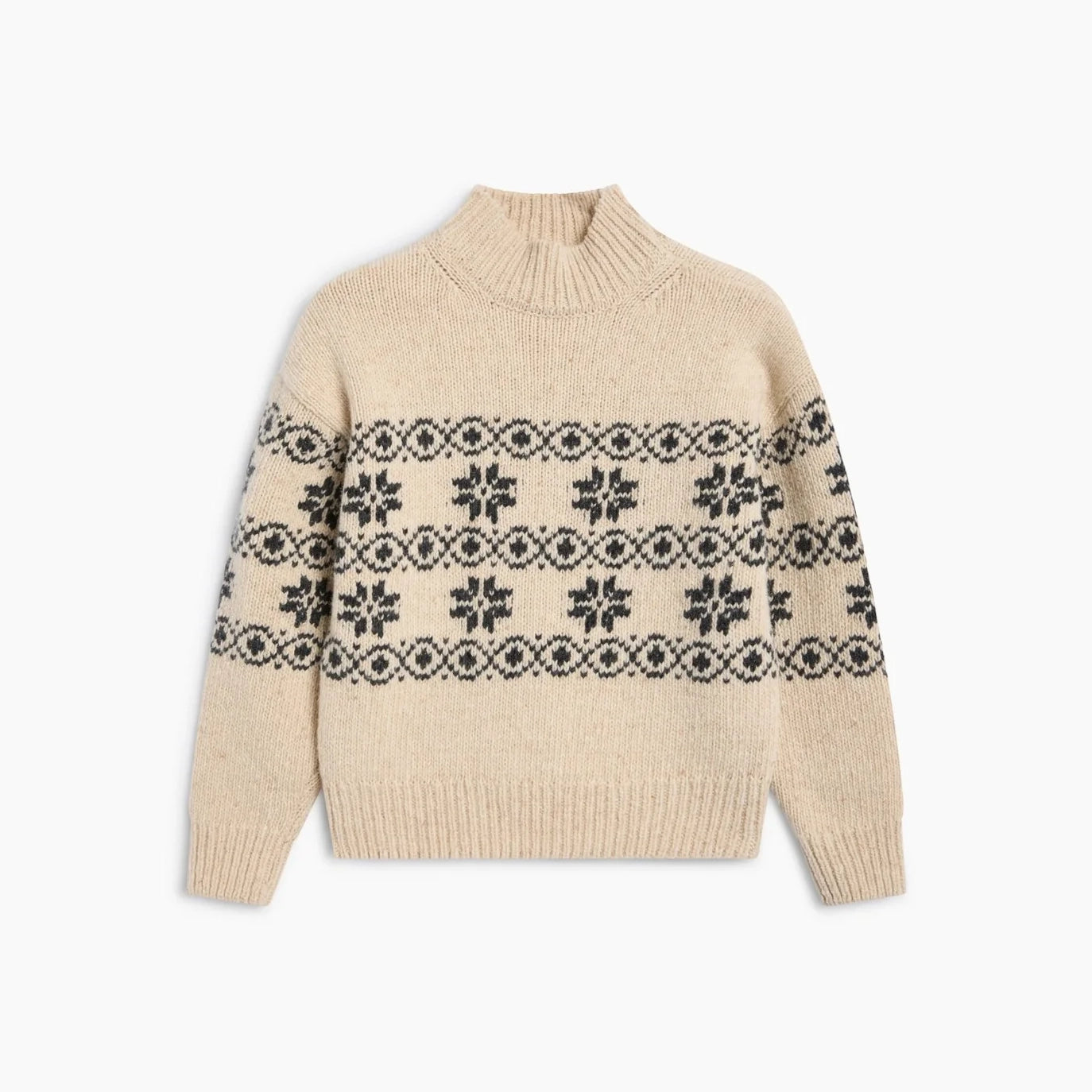 Boys & Girls White Jacquard Wool Sweater