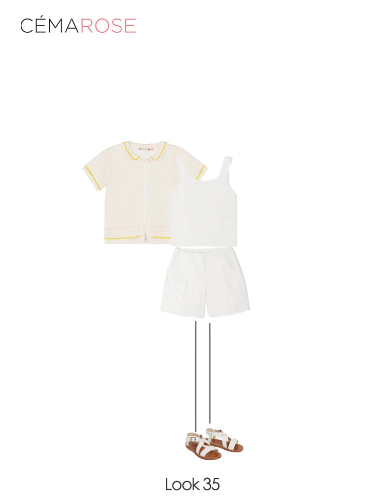 Girls White Cotton Shorts