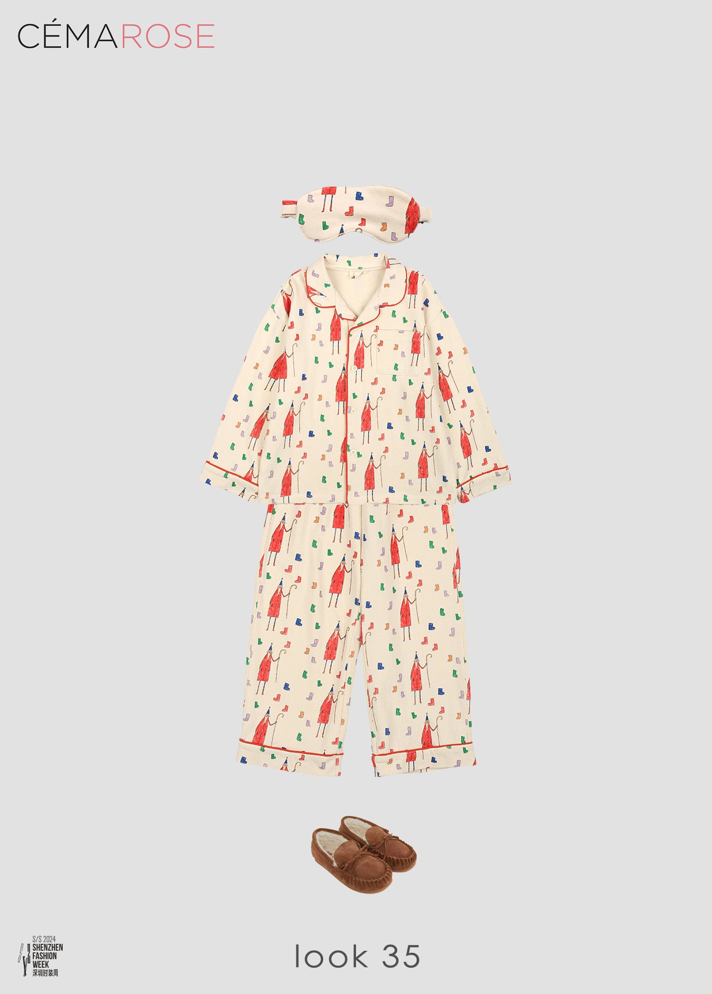 Boys & Girls White Printed Cotton Nightwear Set