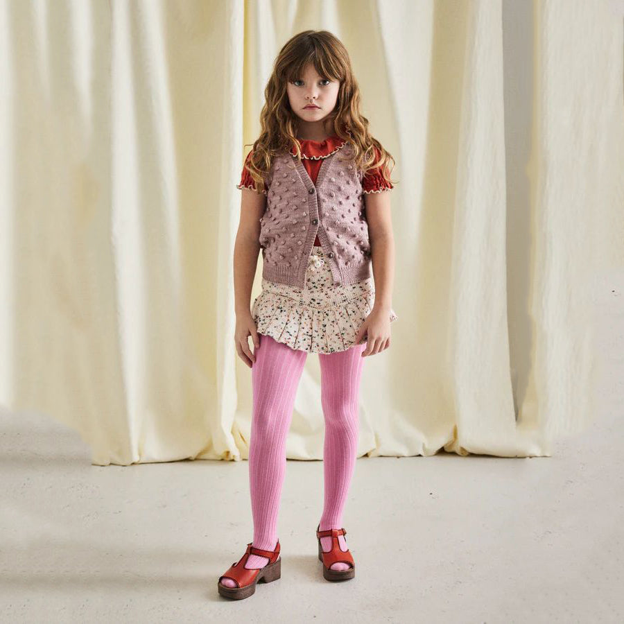 Girls Brick Red Balloon Sleeve Cotton T-Shirt