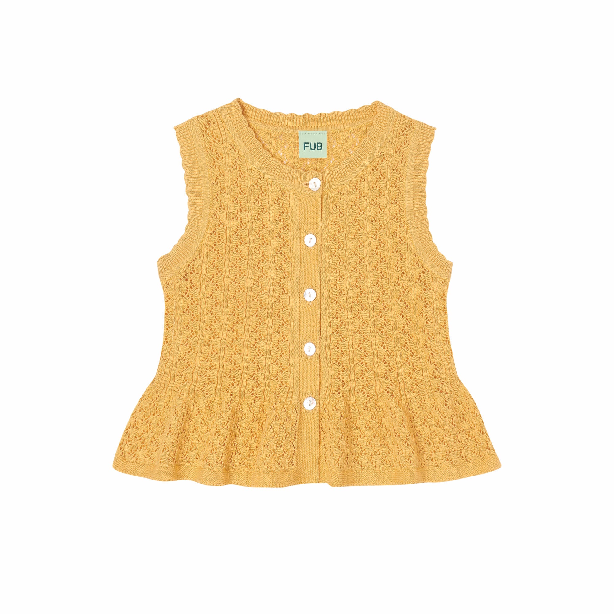 Girls Yellow Pointelle Cotton Vest