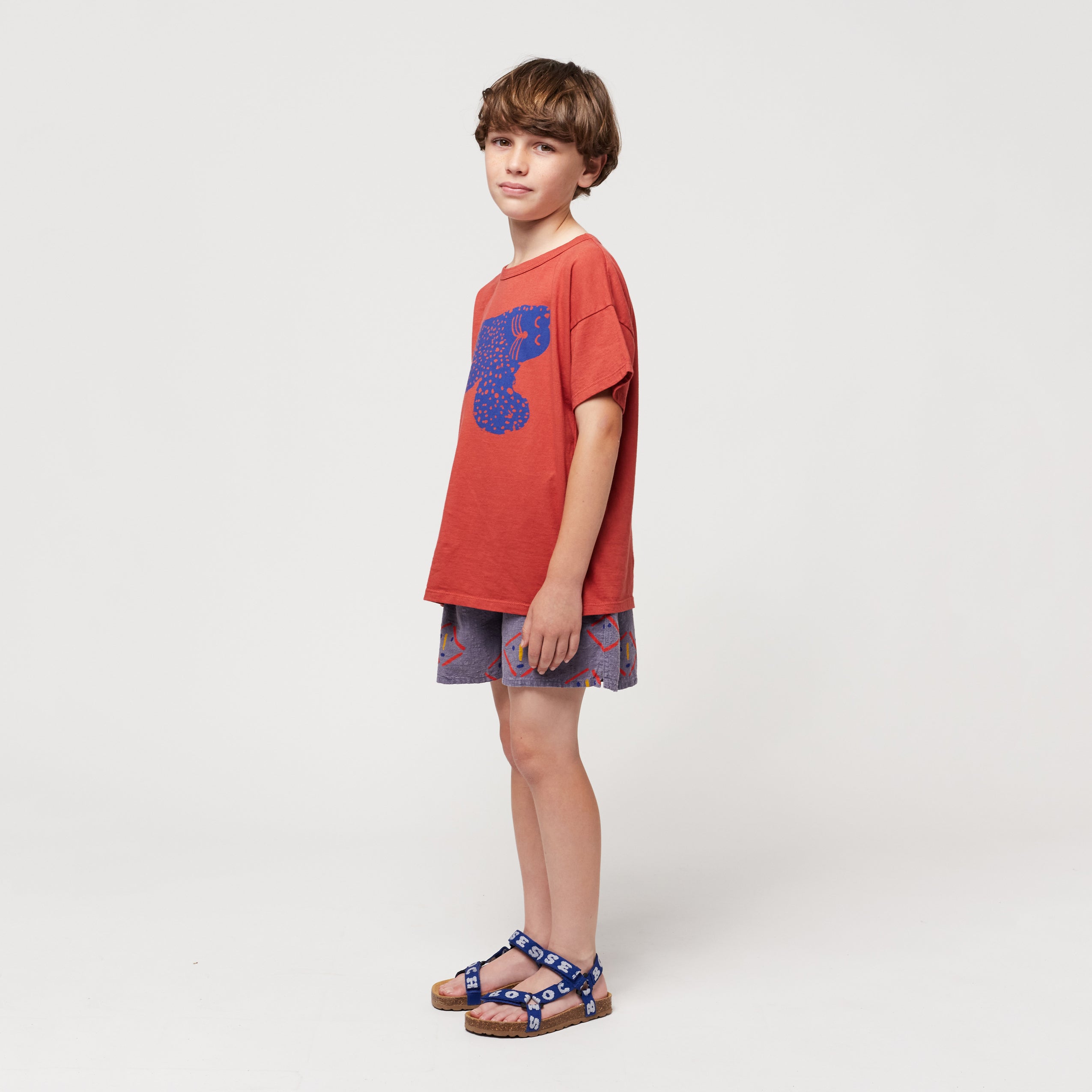 Boys & Girls Red Printed Cotton T-Shirt