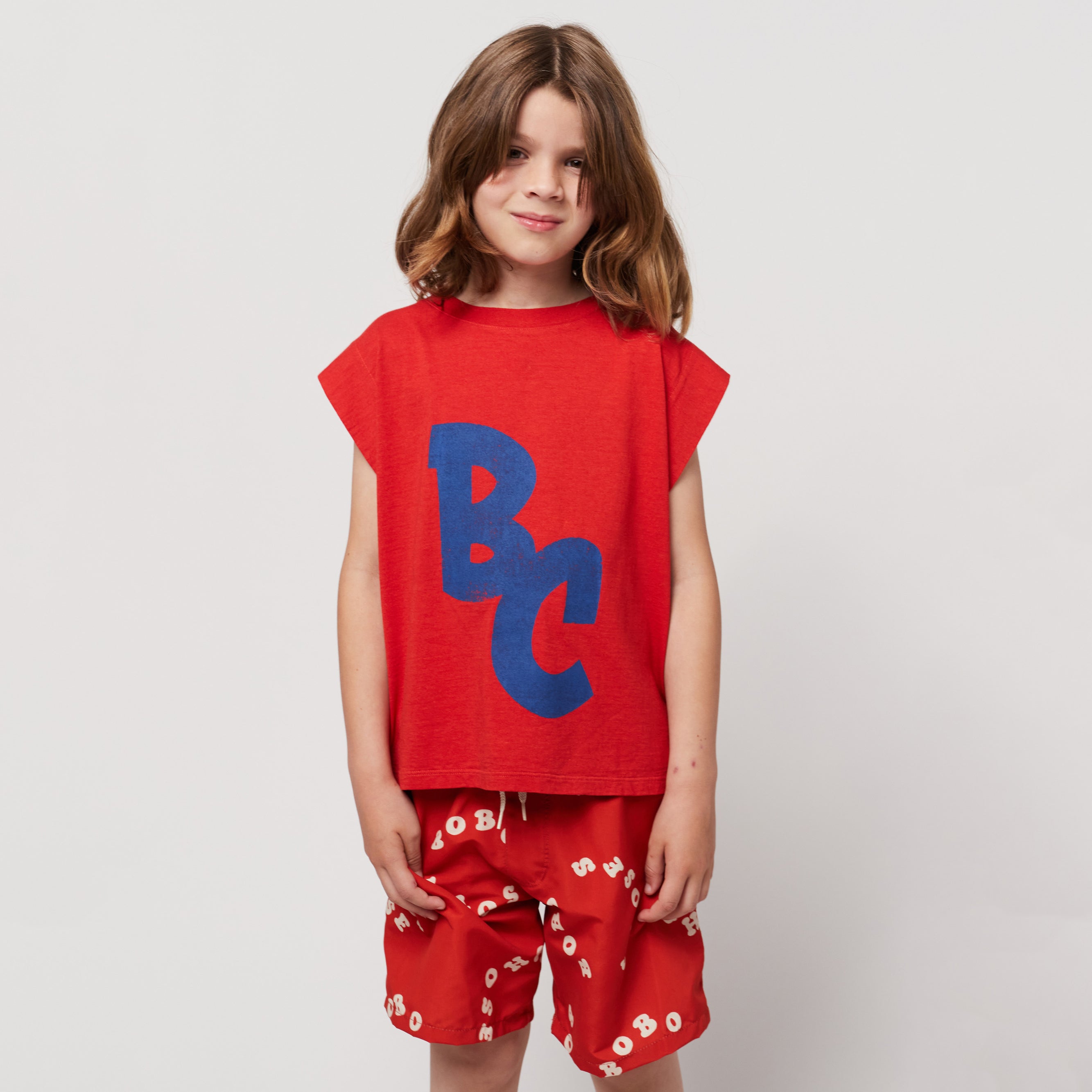 Boys & Girls Red Logo Swim Shorts