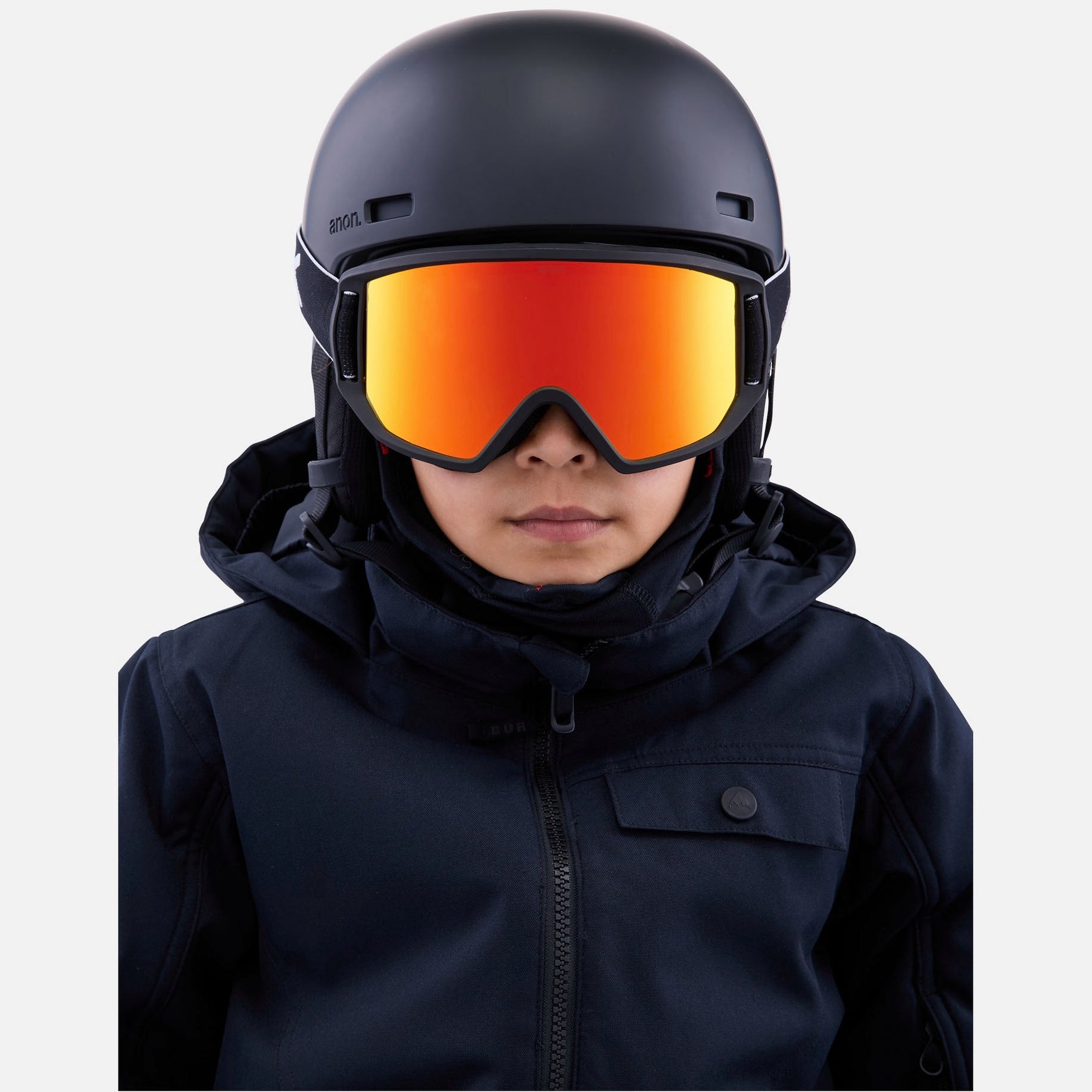 Boys & Girls Black Ski Goggle & Face Mask Set(Anon Relapse Jr柱面镜)