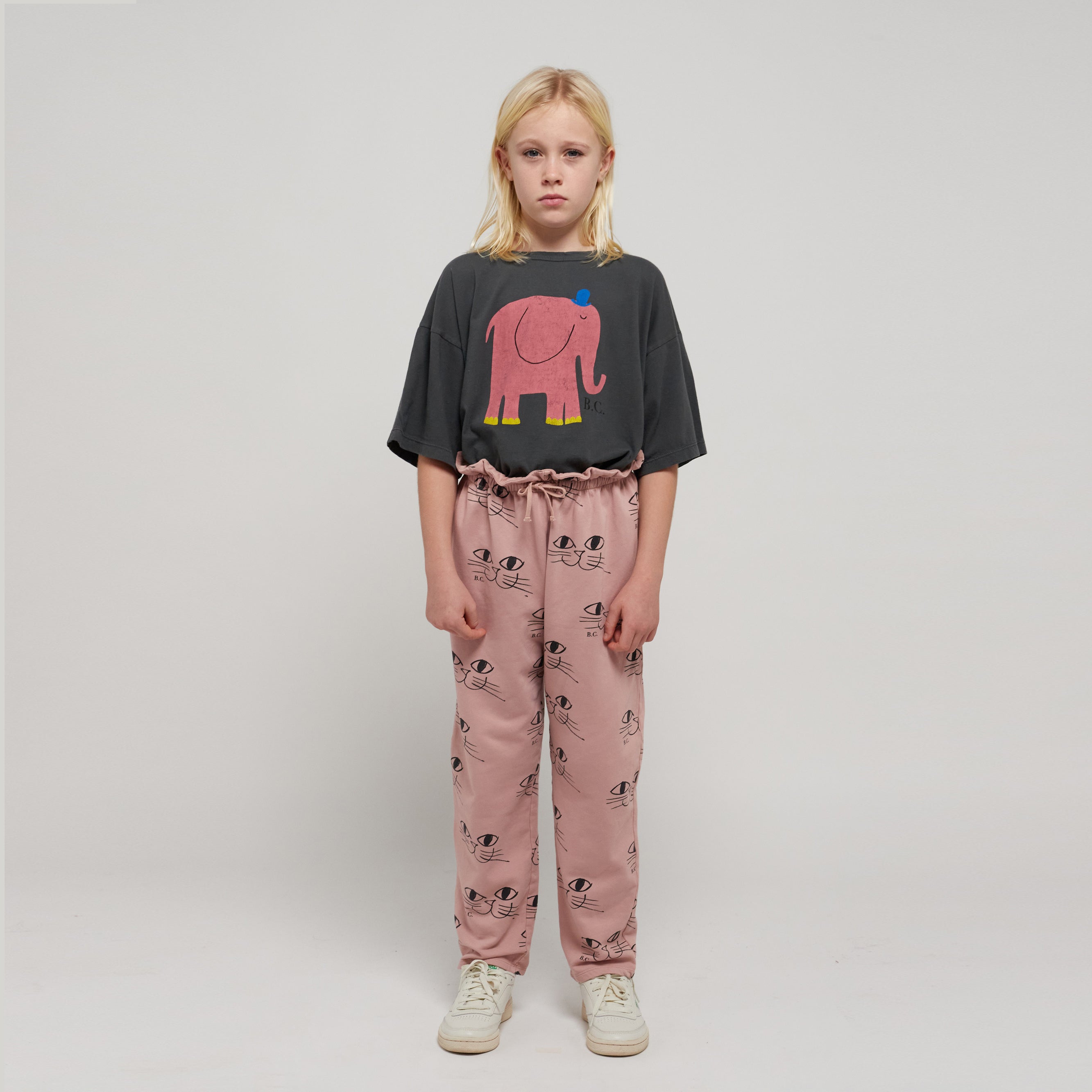 Boys & Girls Grey Printed Cotton T-Shirt