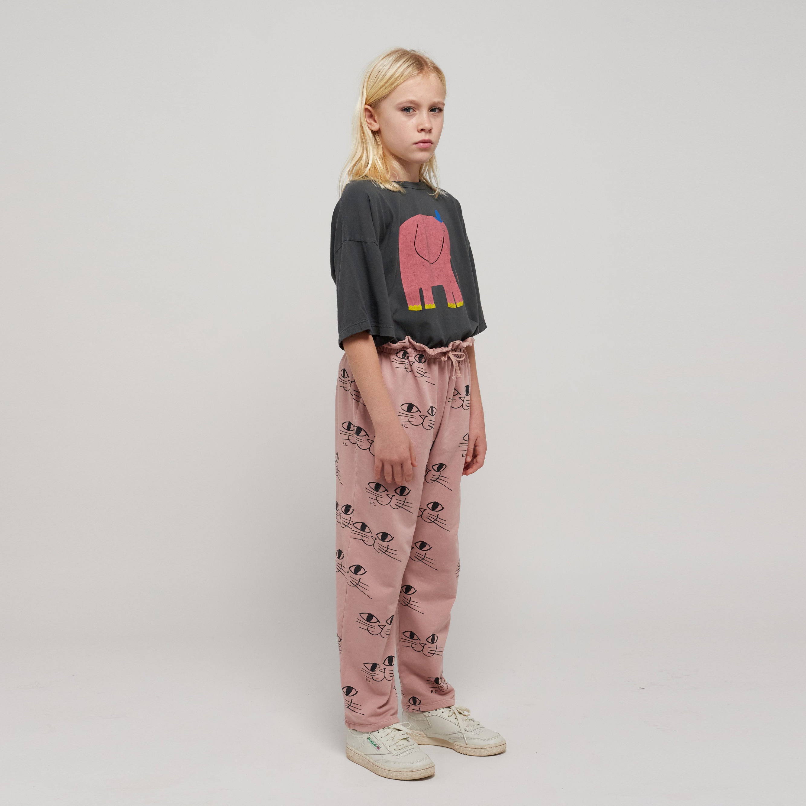 Boys & Girls Grey Printed Cotton T-Shirt