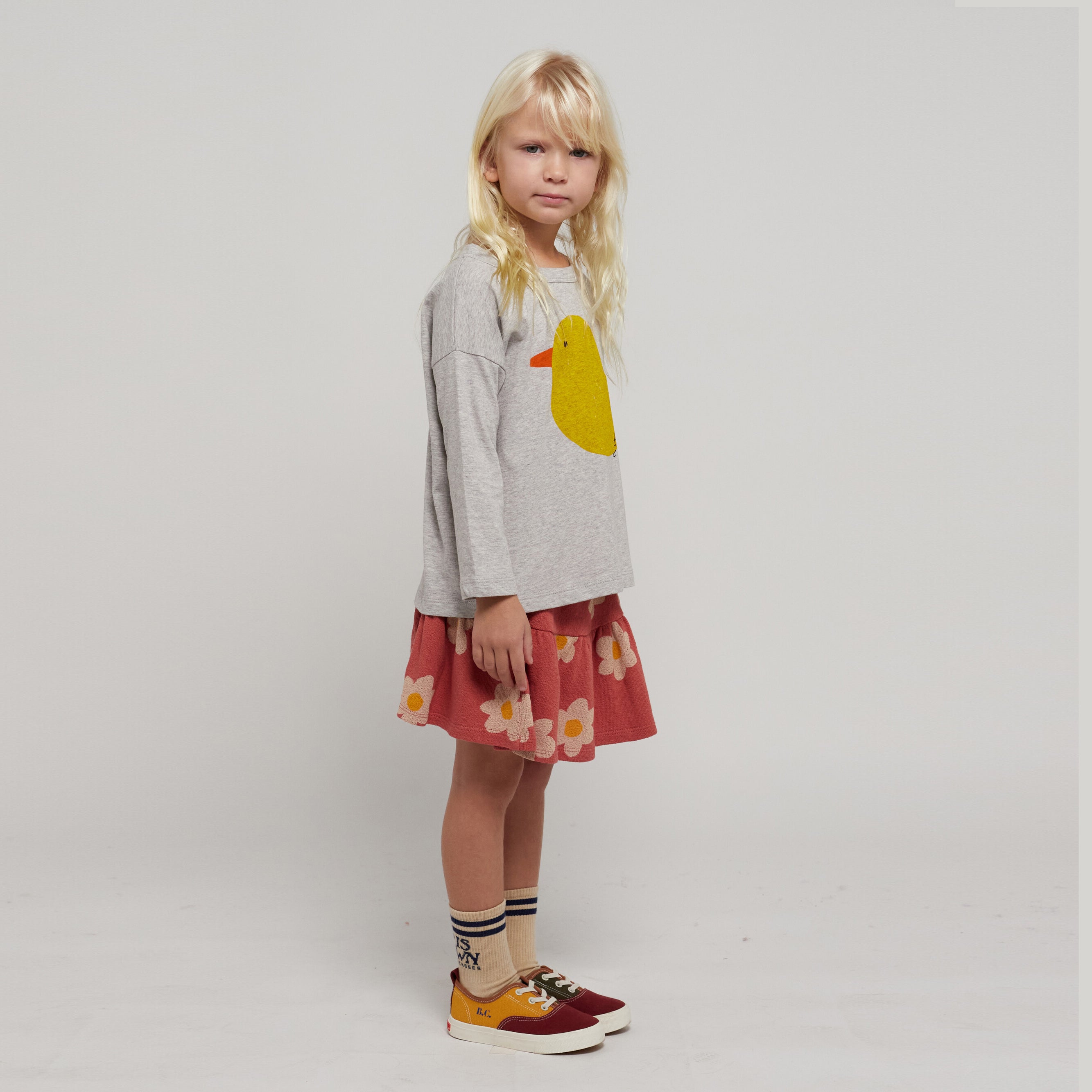 Boys & Girls Grey Printed Cotton T-Shirt