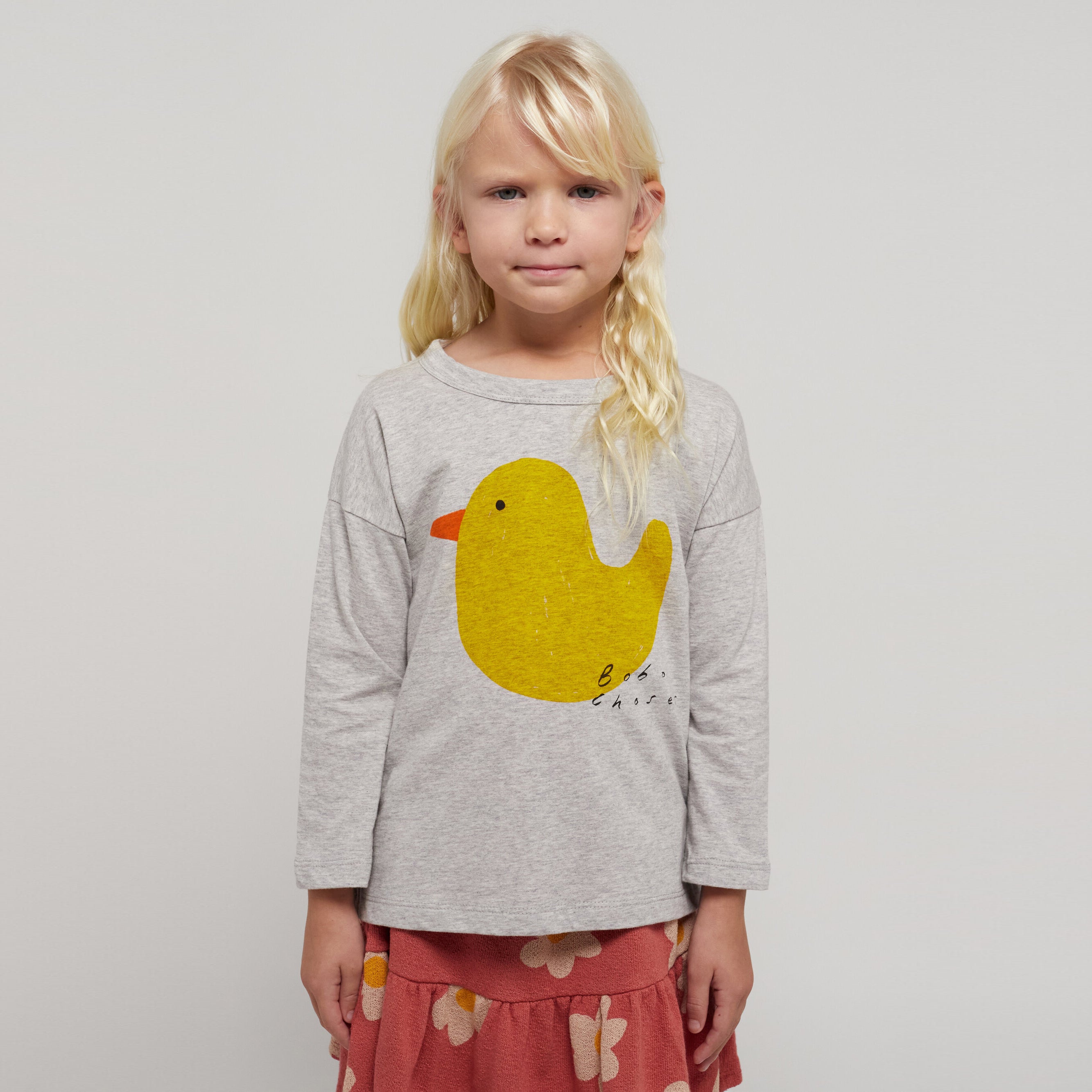 Boys & Girls Grey Printed Cotton T-Shirt