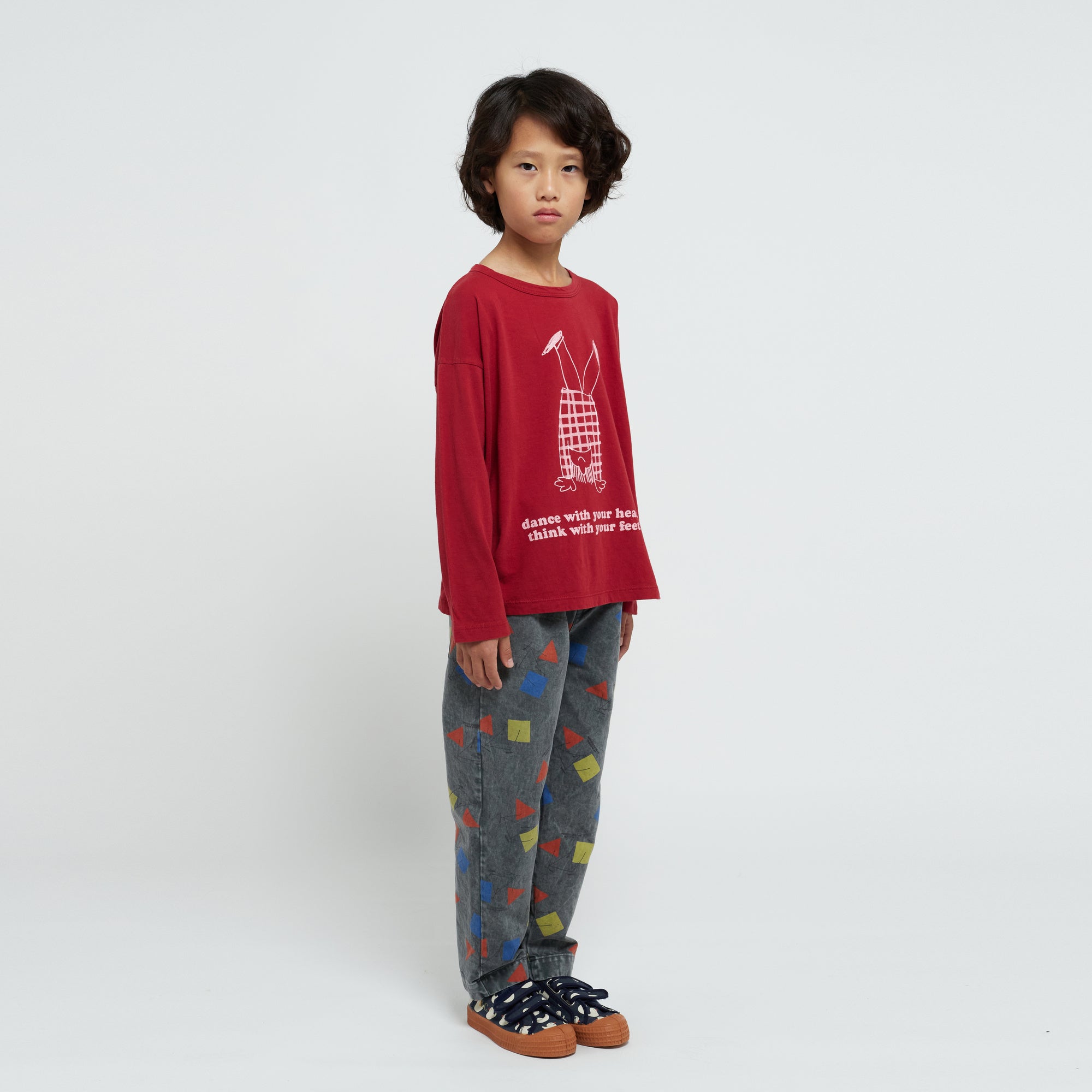 Boys & Girls Red Printed Cotton T-Shirt