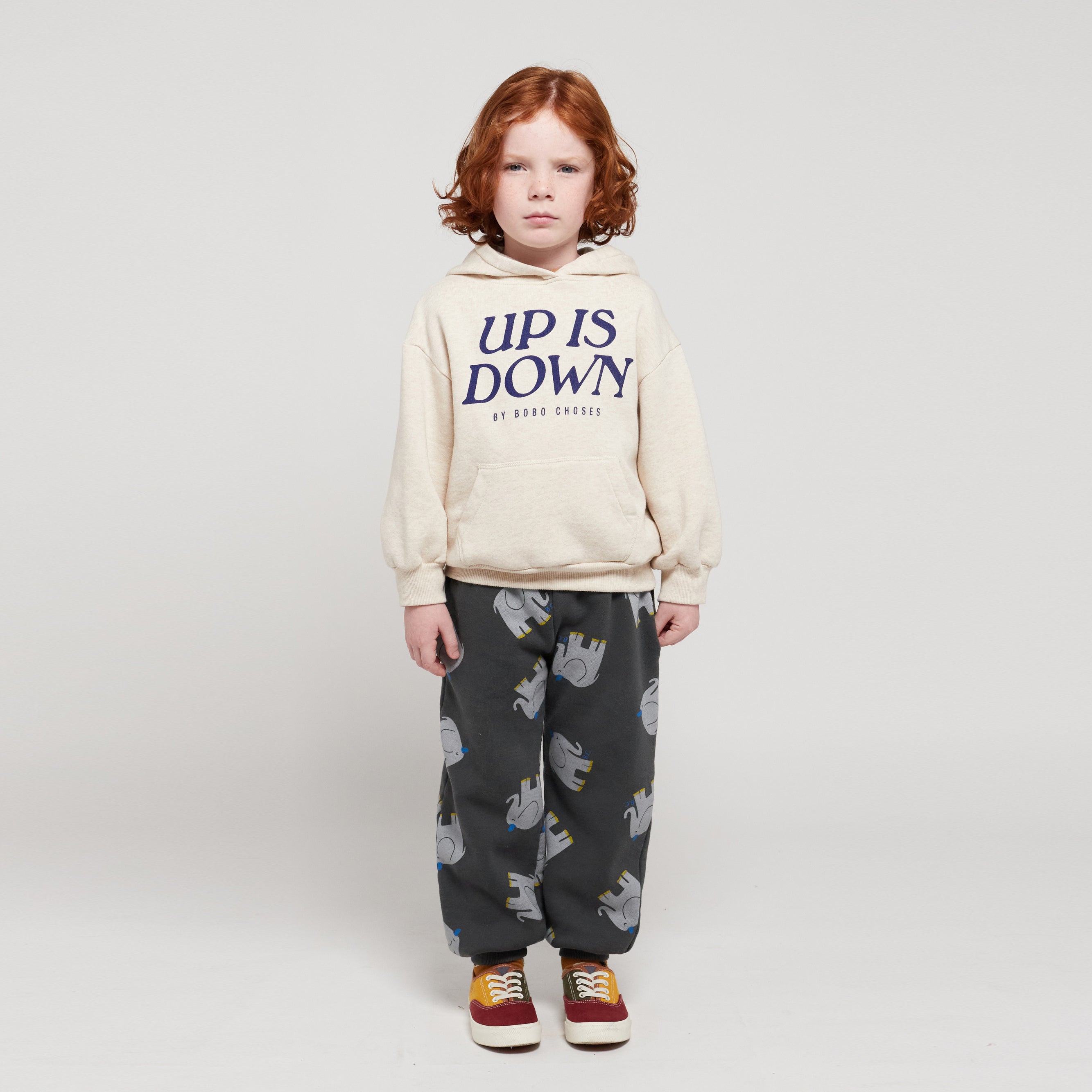 Boys & Girls Beige Hooded Cotton Sweatshirt
