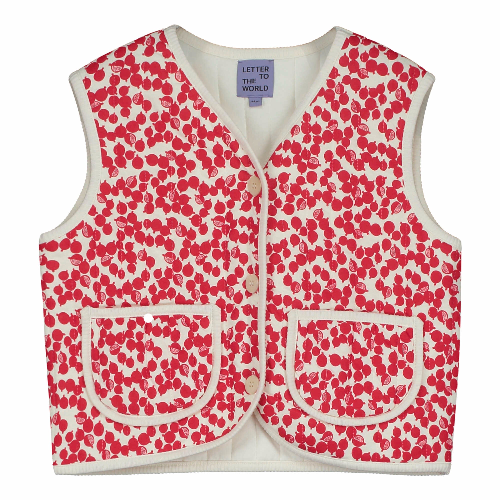 Girls Red Printed Gilet