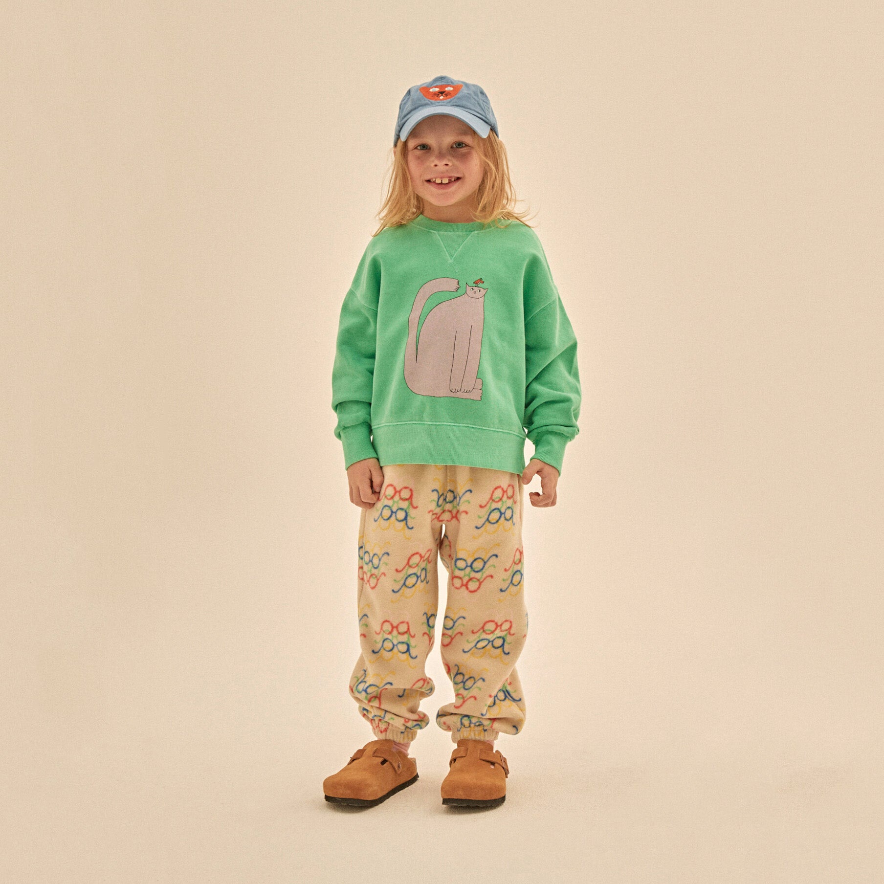 Boys & Girls White Printed Cotton Trousers