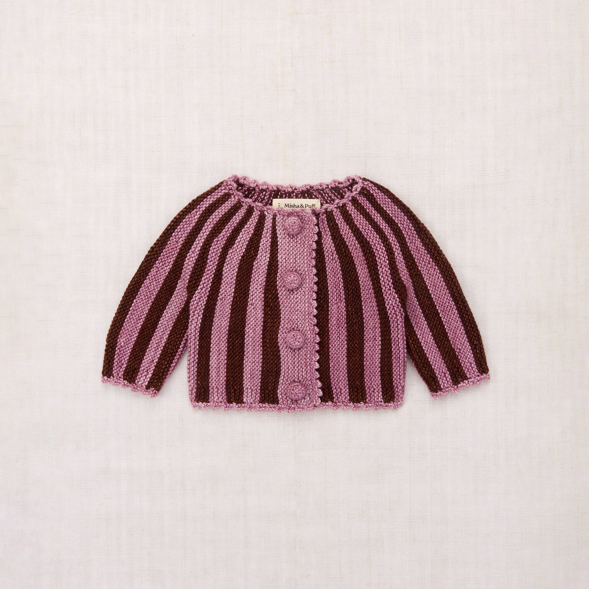 Baby Boys & Girls Pink Stripes Wool Cardigan
