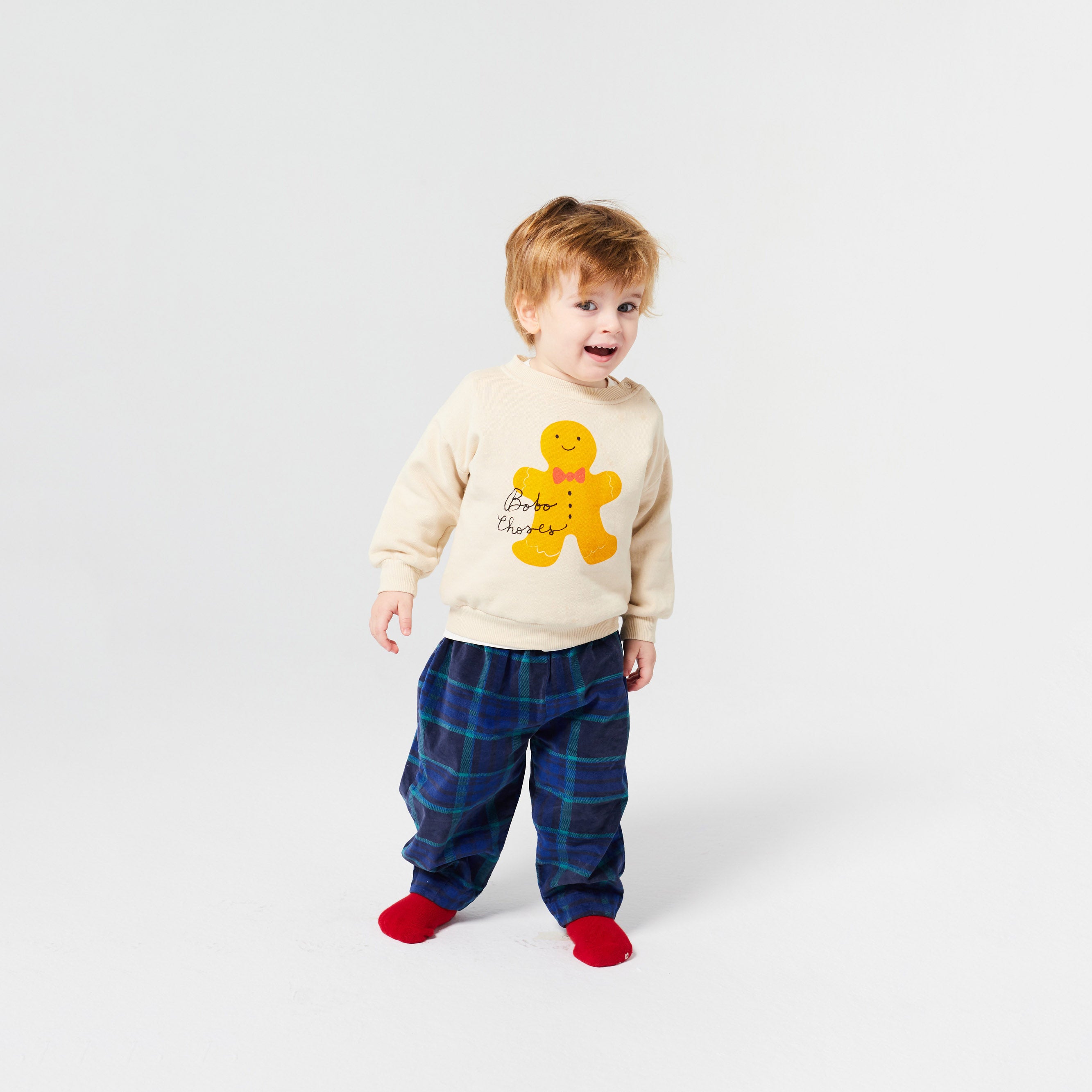 Baby Boys & Girls White Gingerbread Printed Cotton Sweatshirt