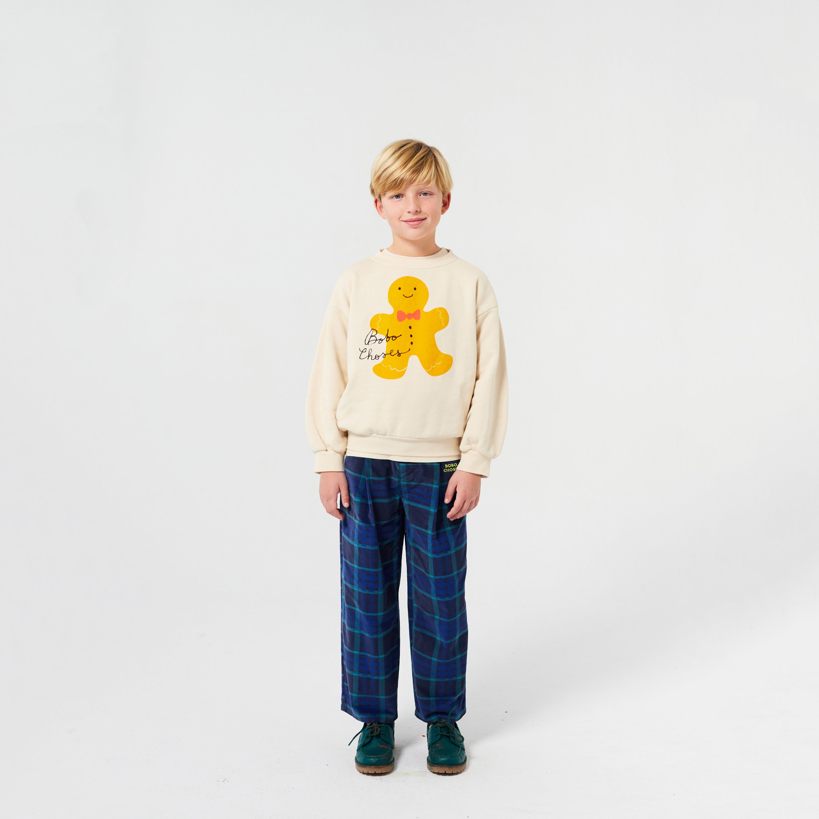 Boys & Girls White Gingerbread Printed Cotton Sweatshirt