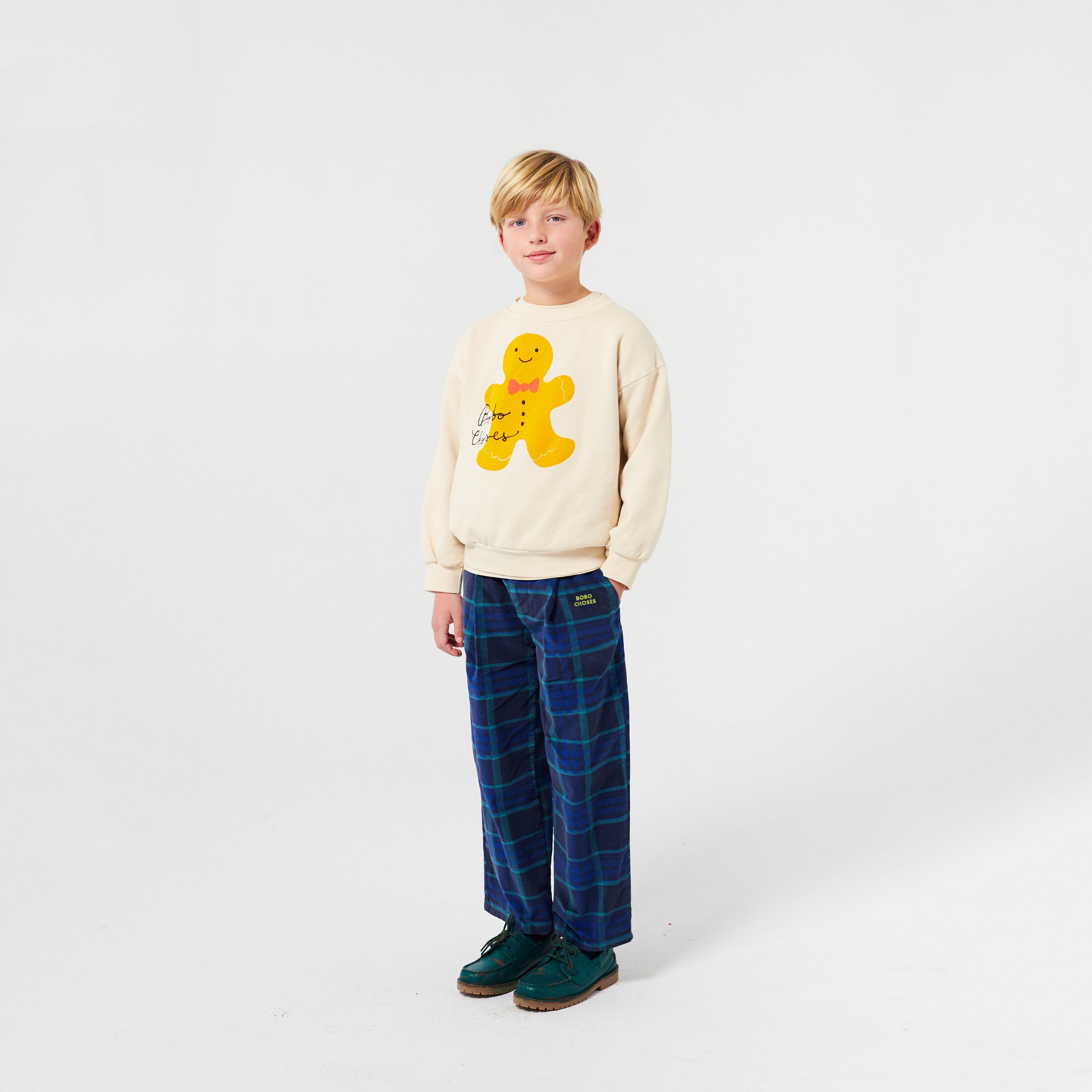 Boys & Girls White Gingerbread Printed Cotton Sweatshirt