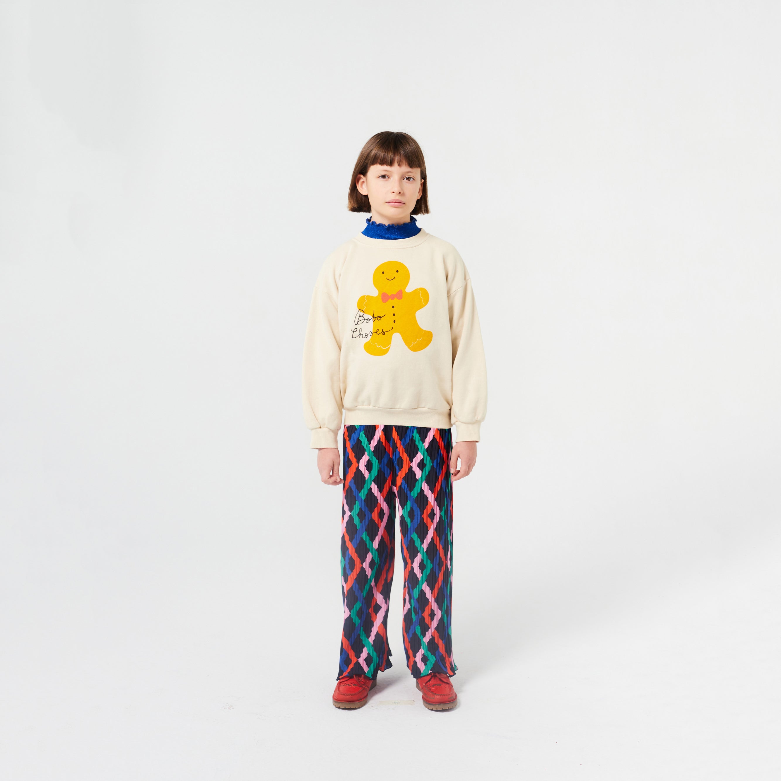 Boys & Girls White Gingerbread Printed Cotton Sweatshirt