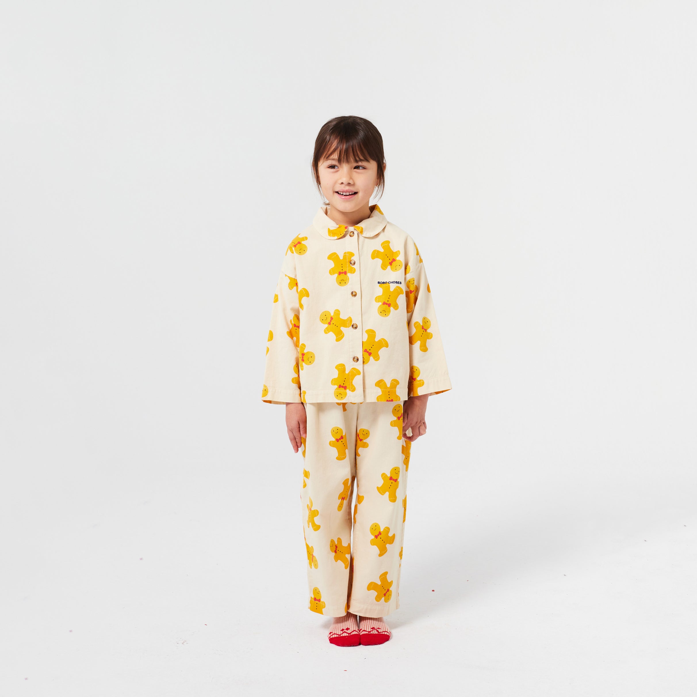 Boys & Girls White Gingerbread Printed Cotton Nightwear Set