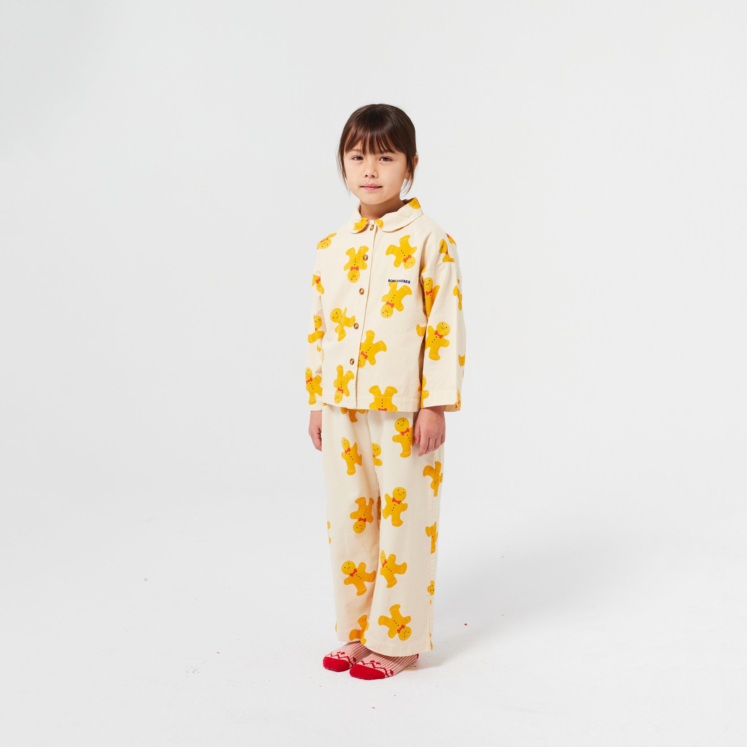 Boys & Girls White Gingerbread Printed Cotton Nightwear Set