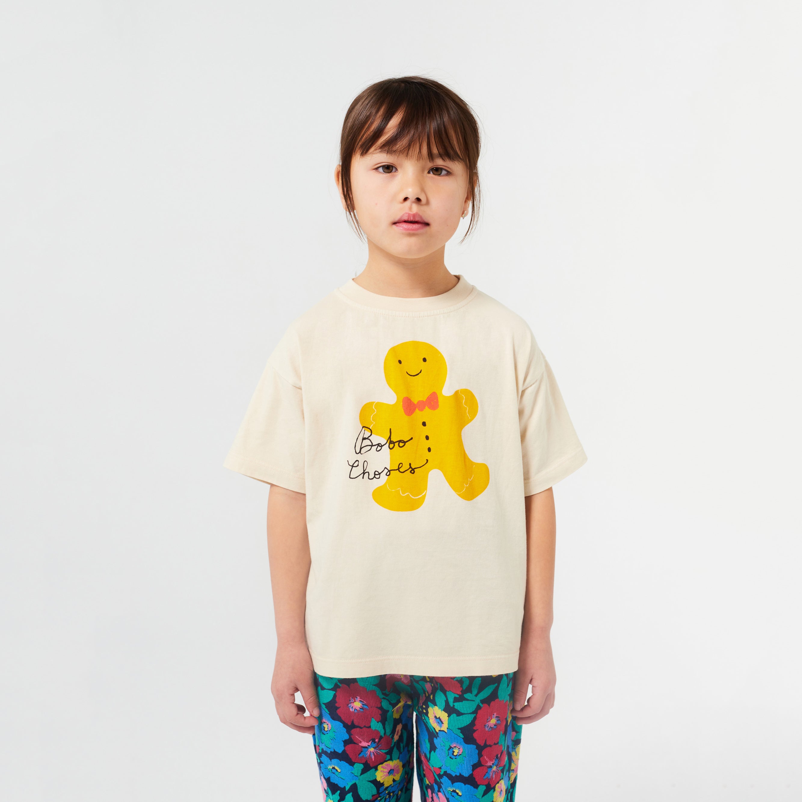 Boys & Girls White Gingerbread Printed Cotton T-Shirt