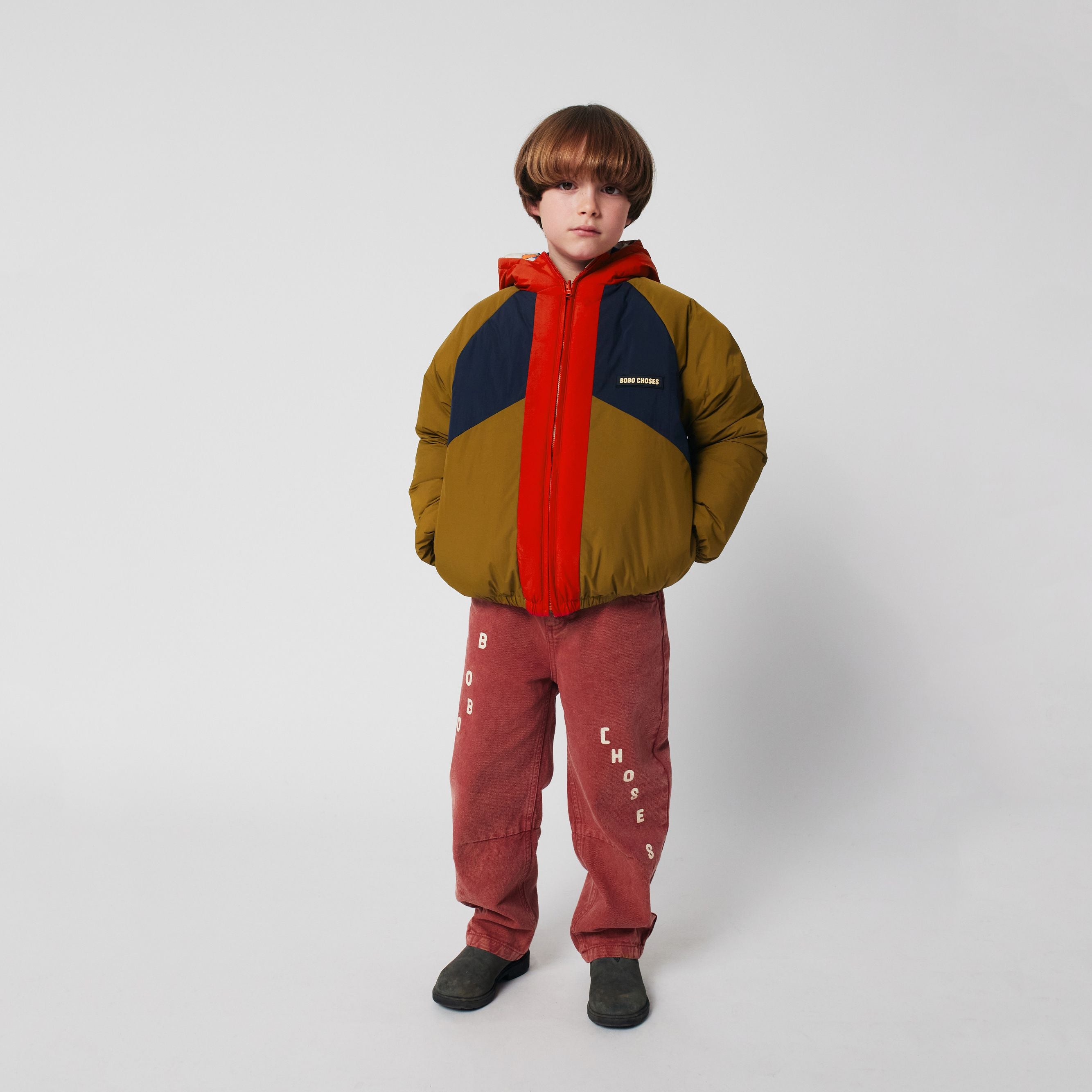 Boys & Girls Beige Dog Printed Reversible Padded Jacket
