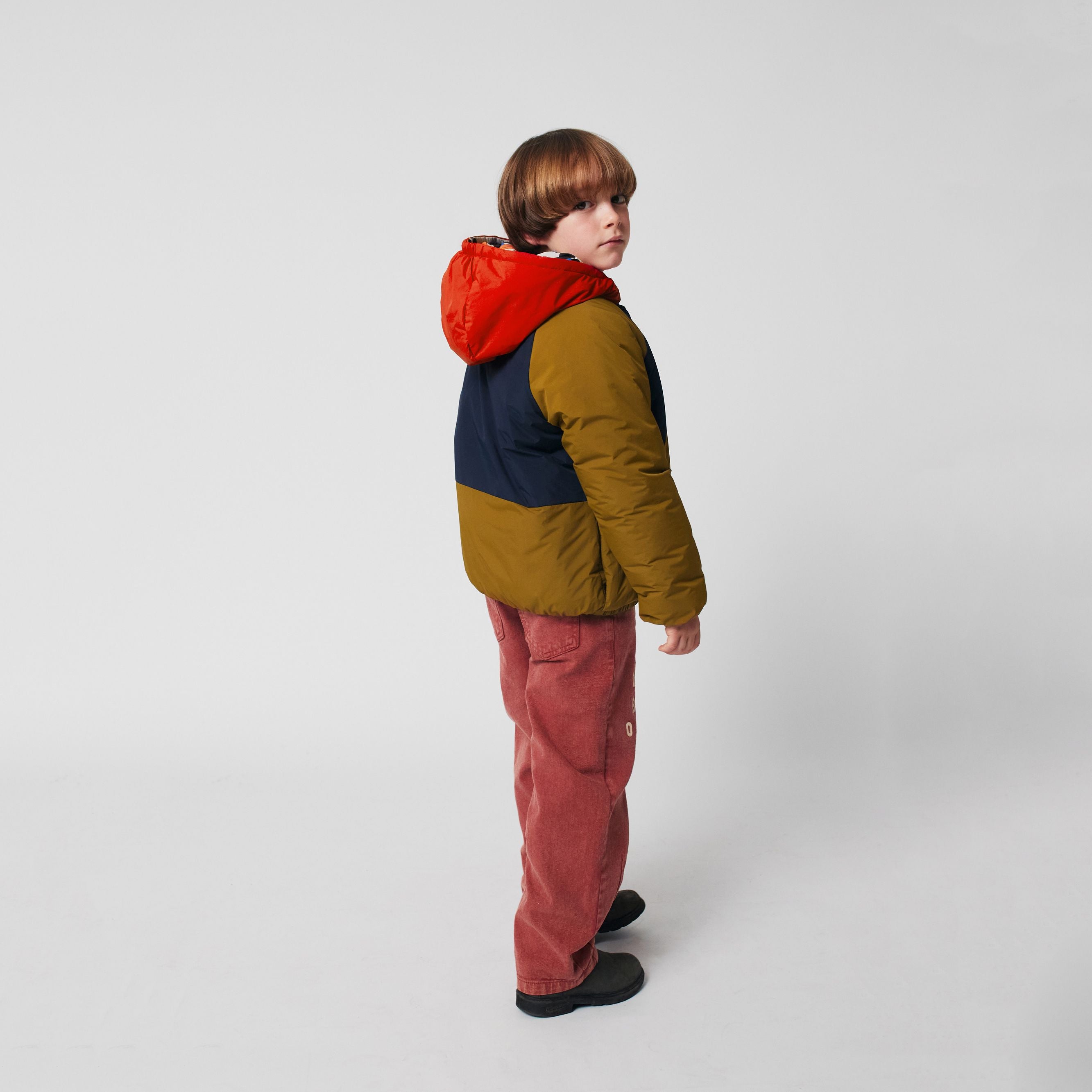 Boys & Girls Beige Dog Printed Reversible Padded Jacket