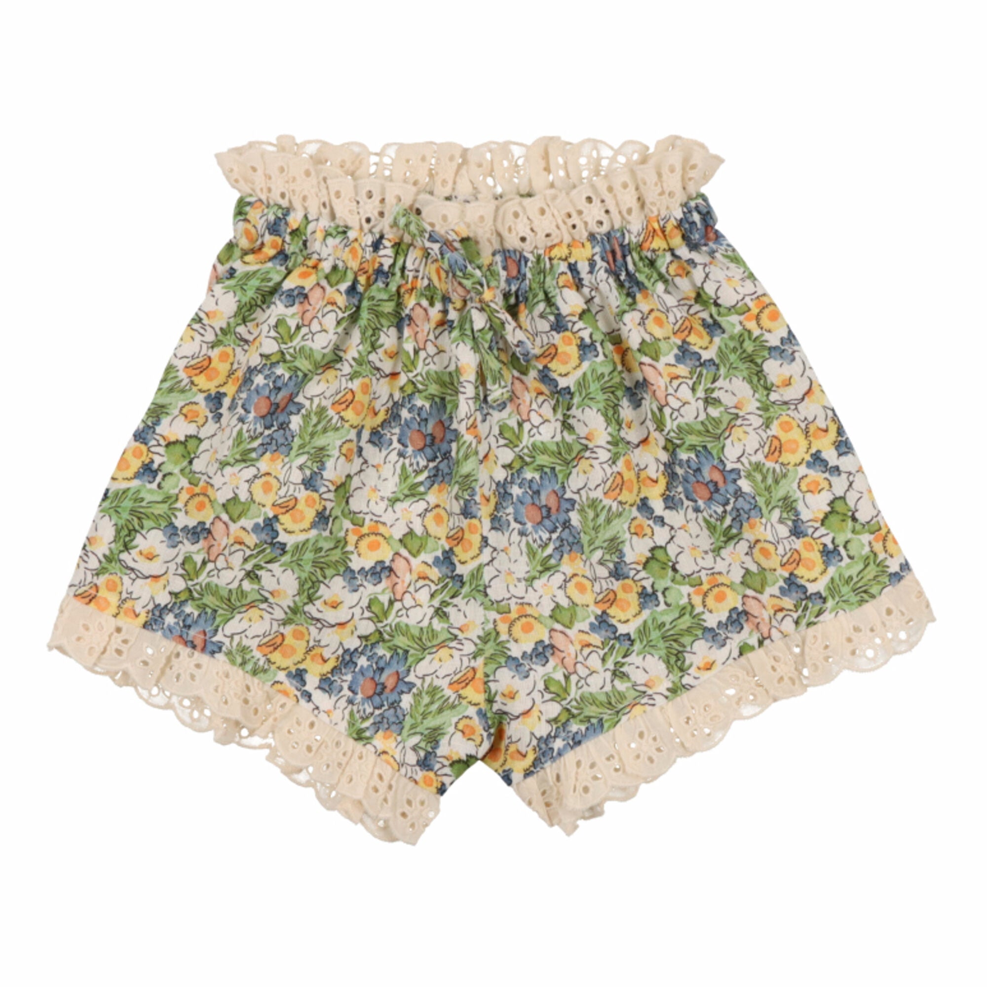 Girls Green Flower Lace Shorts