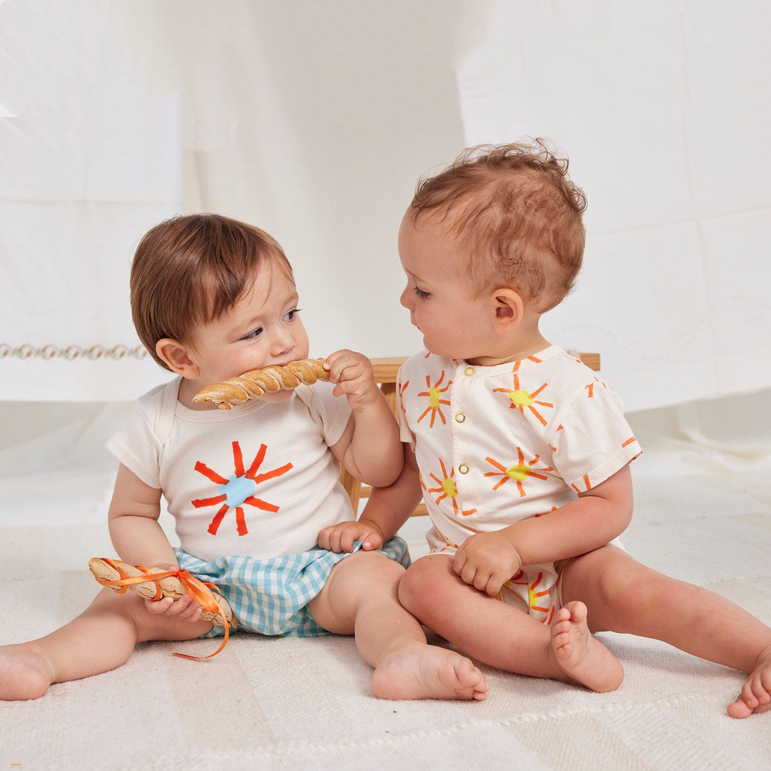 Baby Boys & Girls White Cotton Babysuit Set(2 Pack)