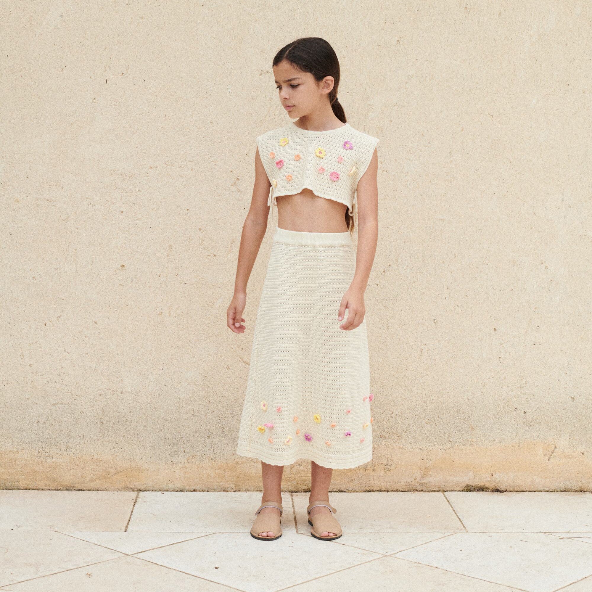 Girls Beige Knit Vest