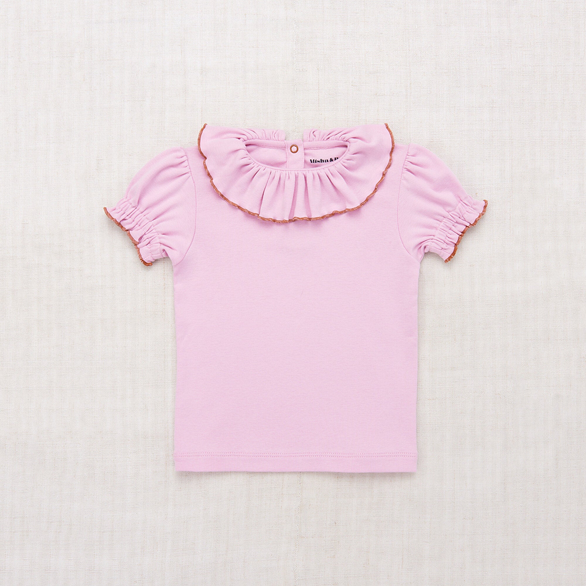 Girls Pink Ruffled Cotton T-Shirt