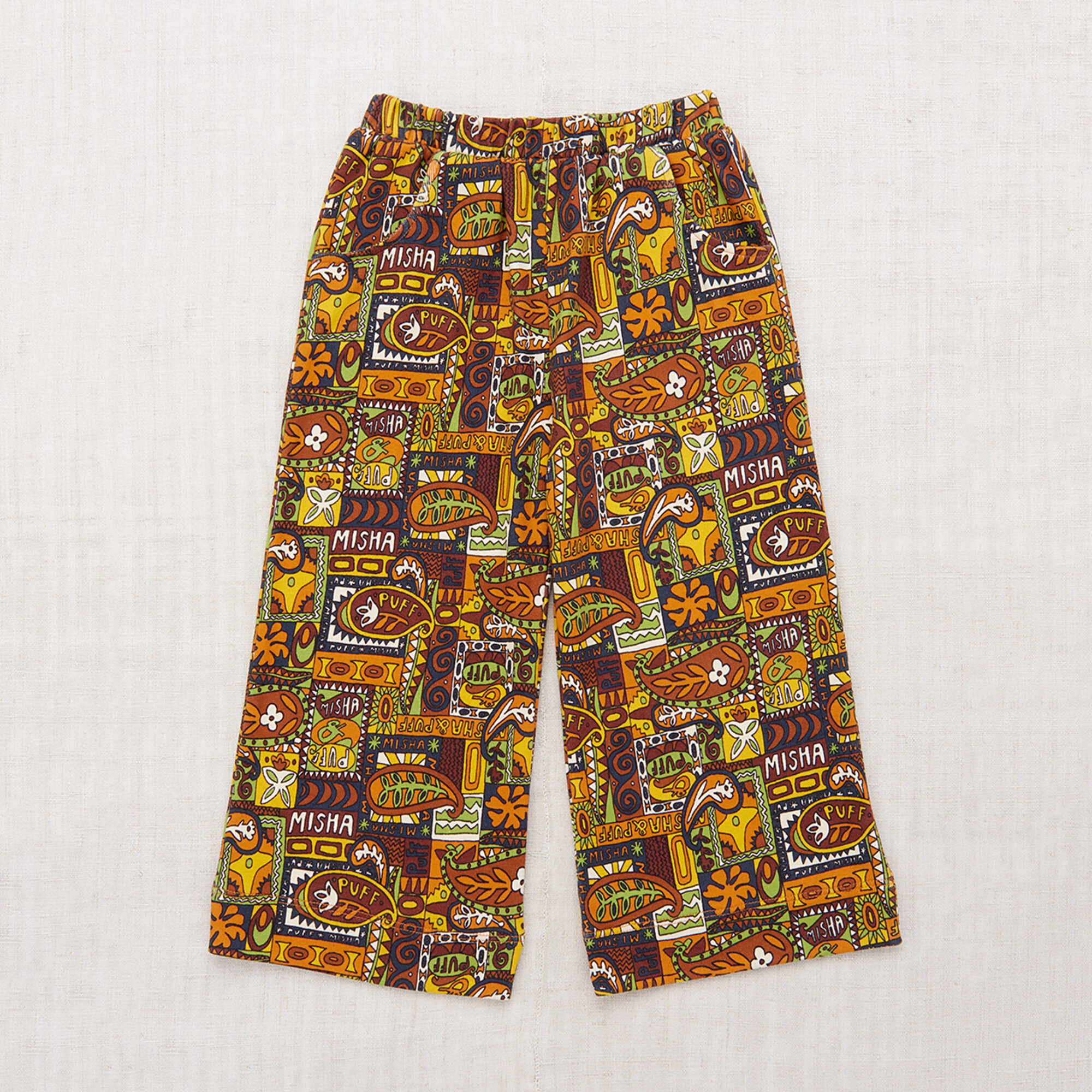 Boys & Girls Brown Printed Cotton Trousers