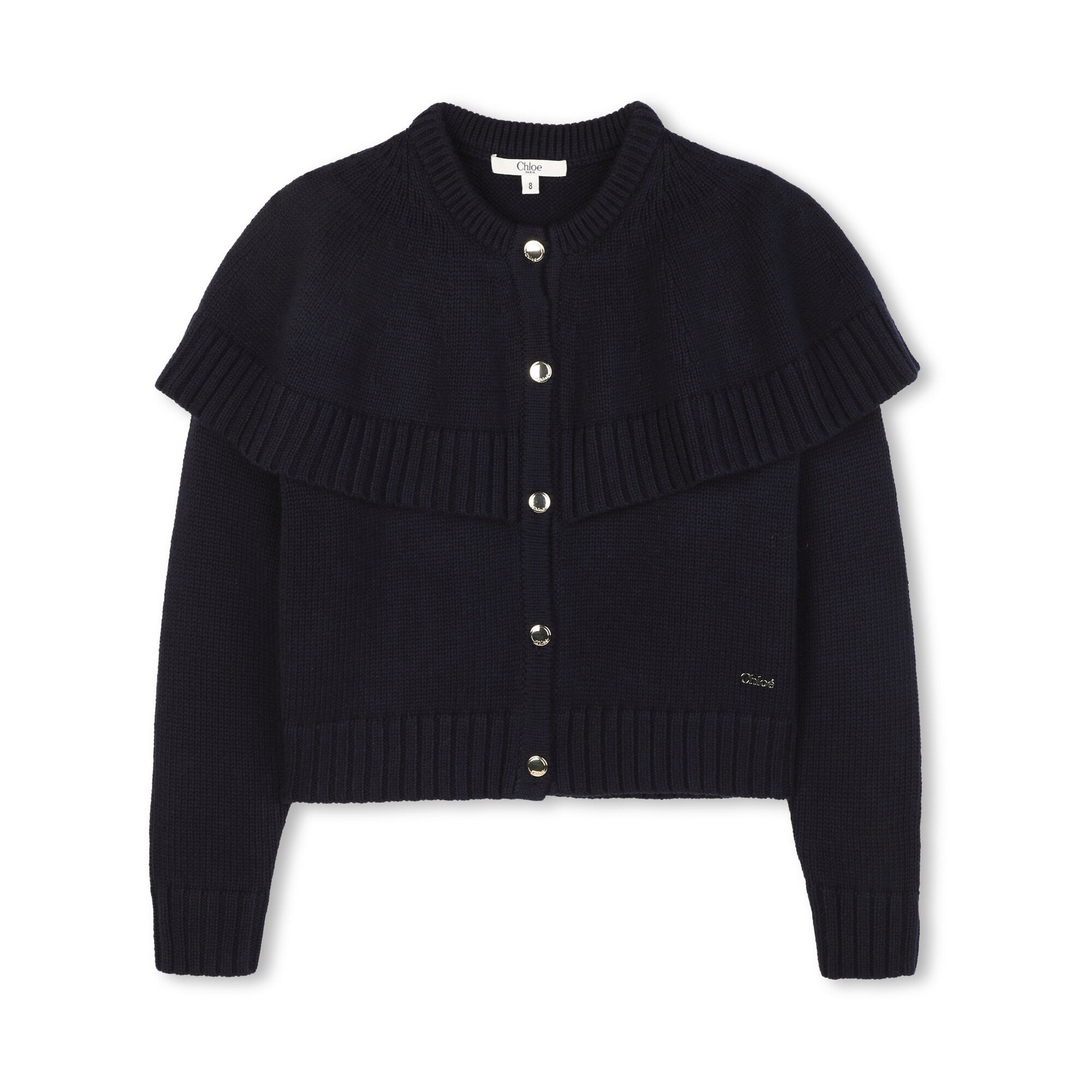 Girls Dark Blue Cotton Knit Cardigan