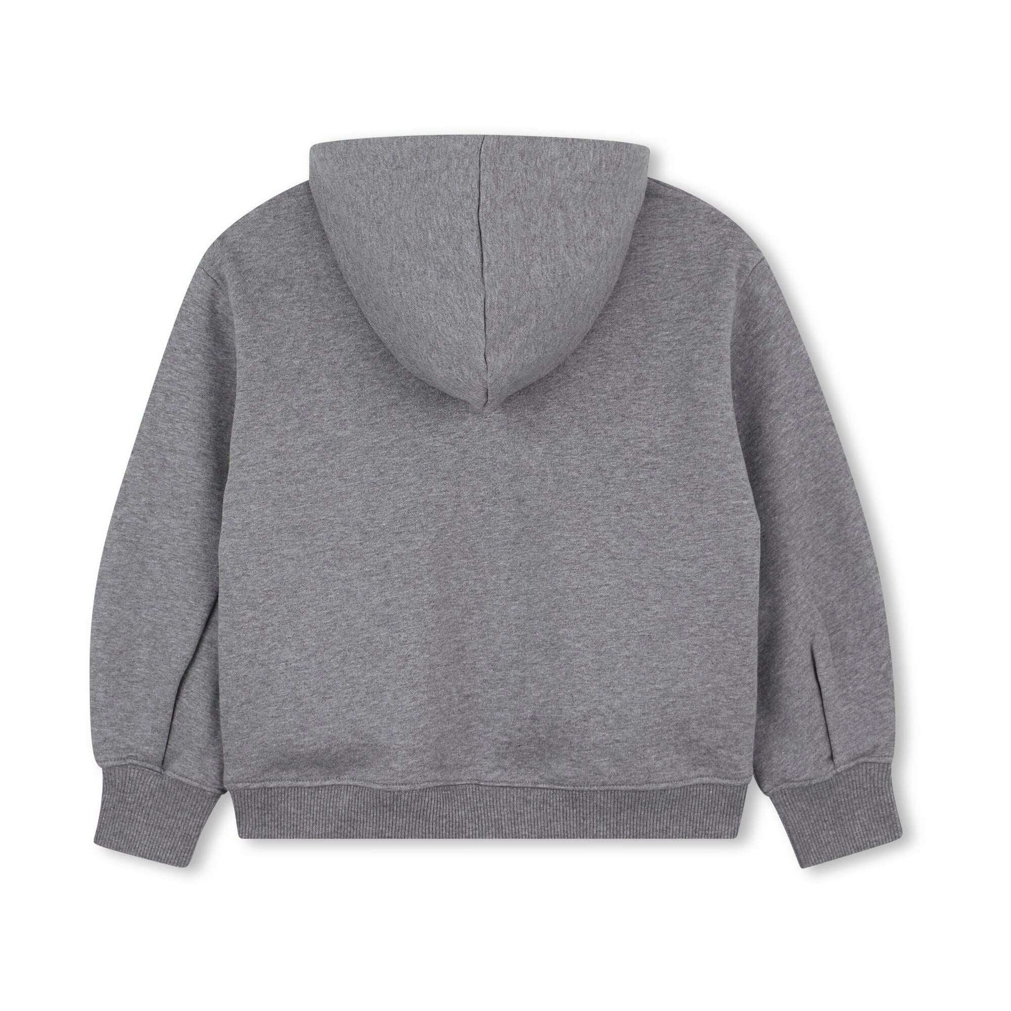 Girls Grey Logo Cotton Hooded Sweatshirt