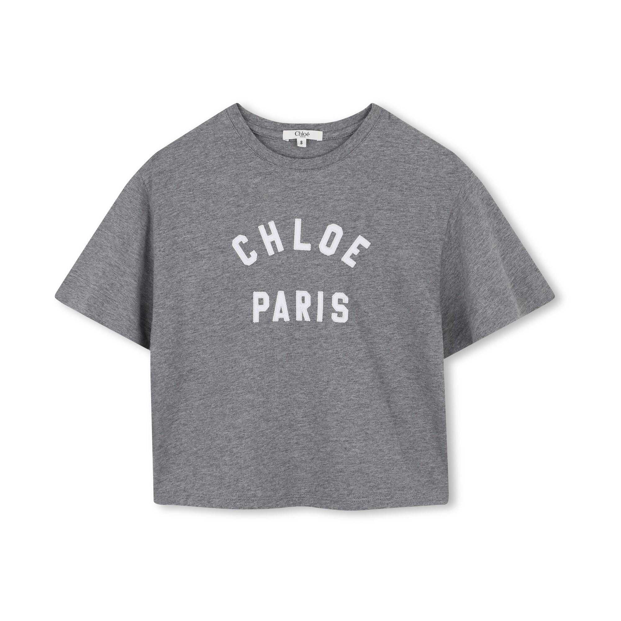 Girls Grey Logo Cotton T-Shirt