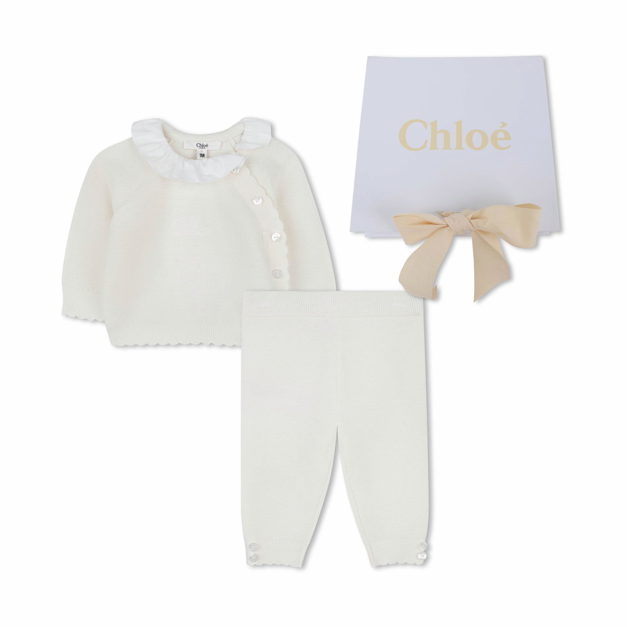 Baby Girls White Knit Cotton Gift Set