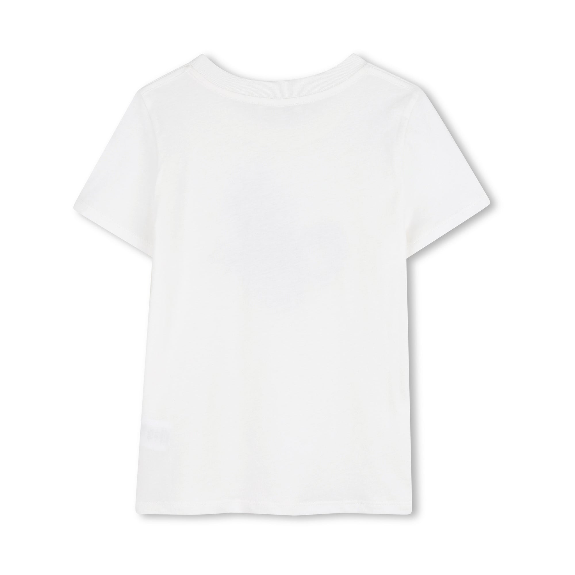 Girls White Printed Cotton T-Shirt