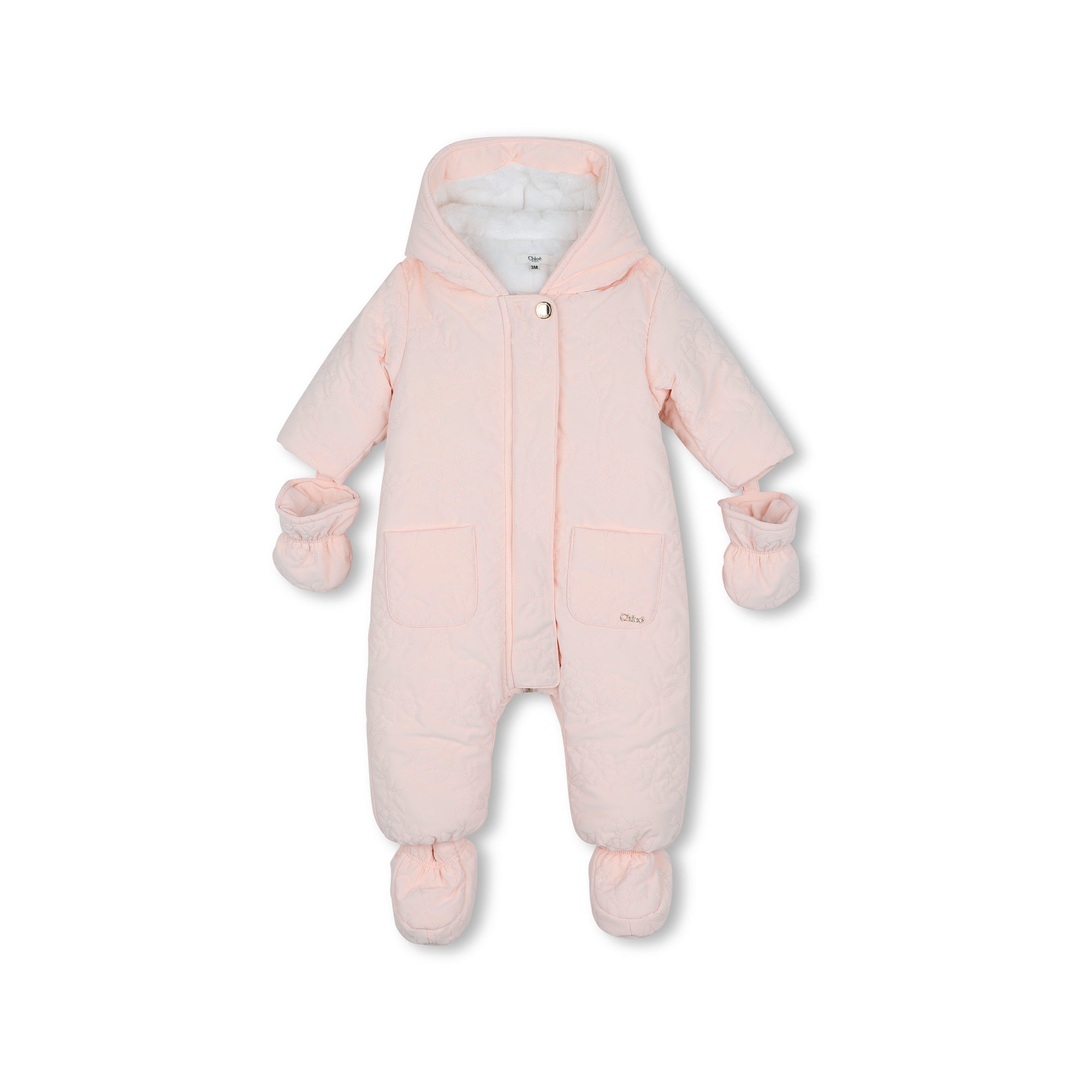 Baby Girls Light Pink Padded Babysuit