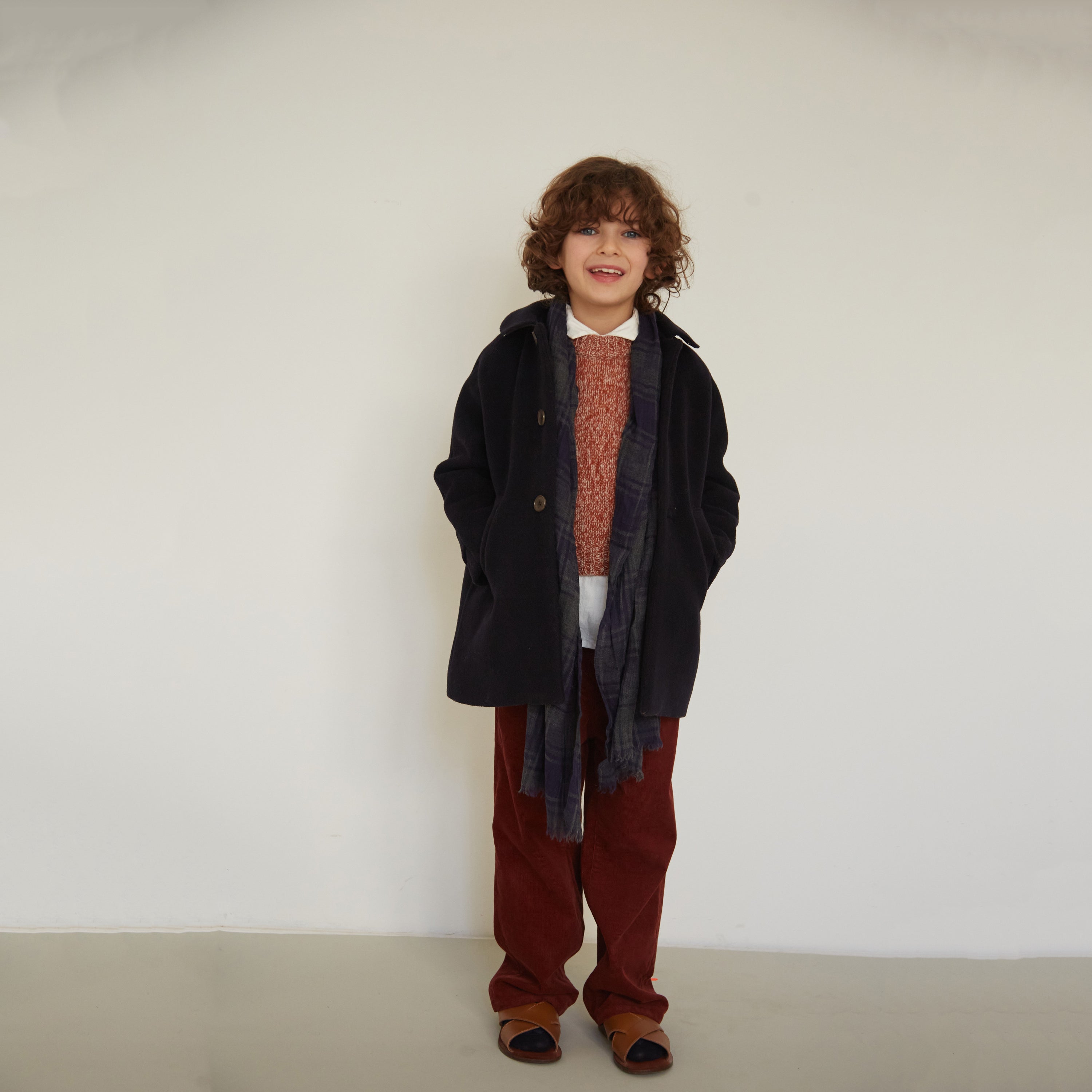 Boys & Girls Dark Blue Wool Coat